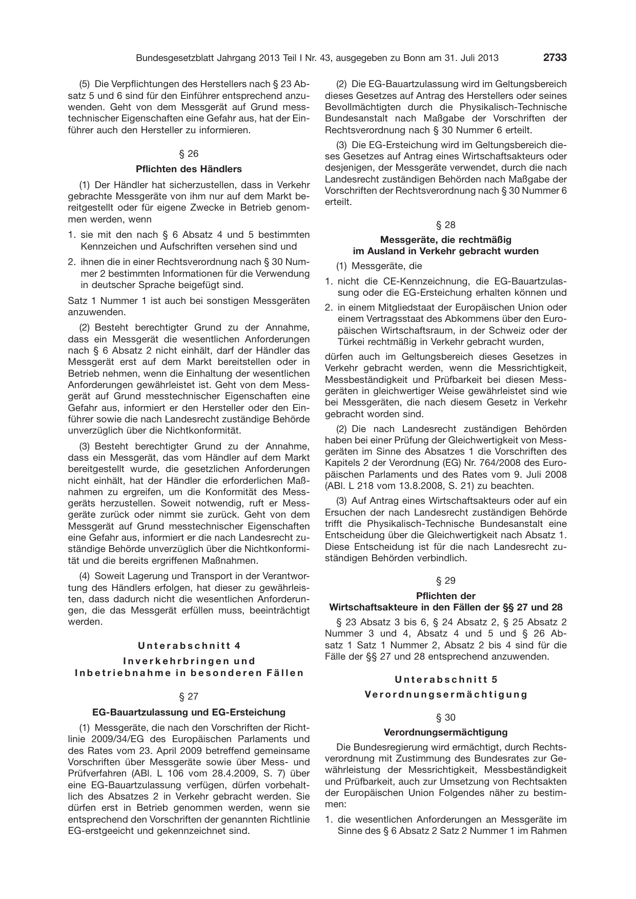 BGBl. 2013, Seite 2733 — Originalseite als Abbildung