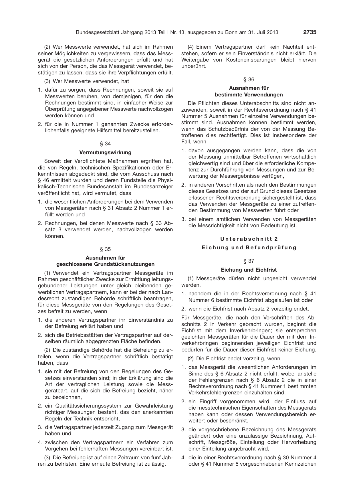 BGBl. 2013, Seite 2735 — Originalseite als Abbildung