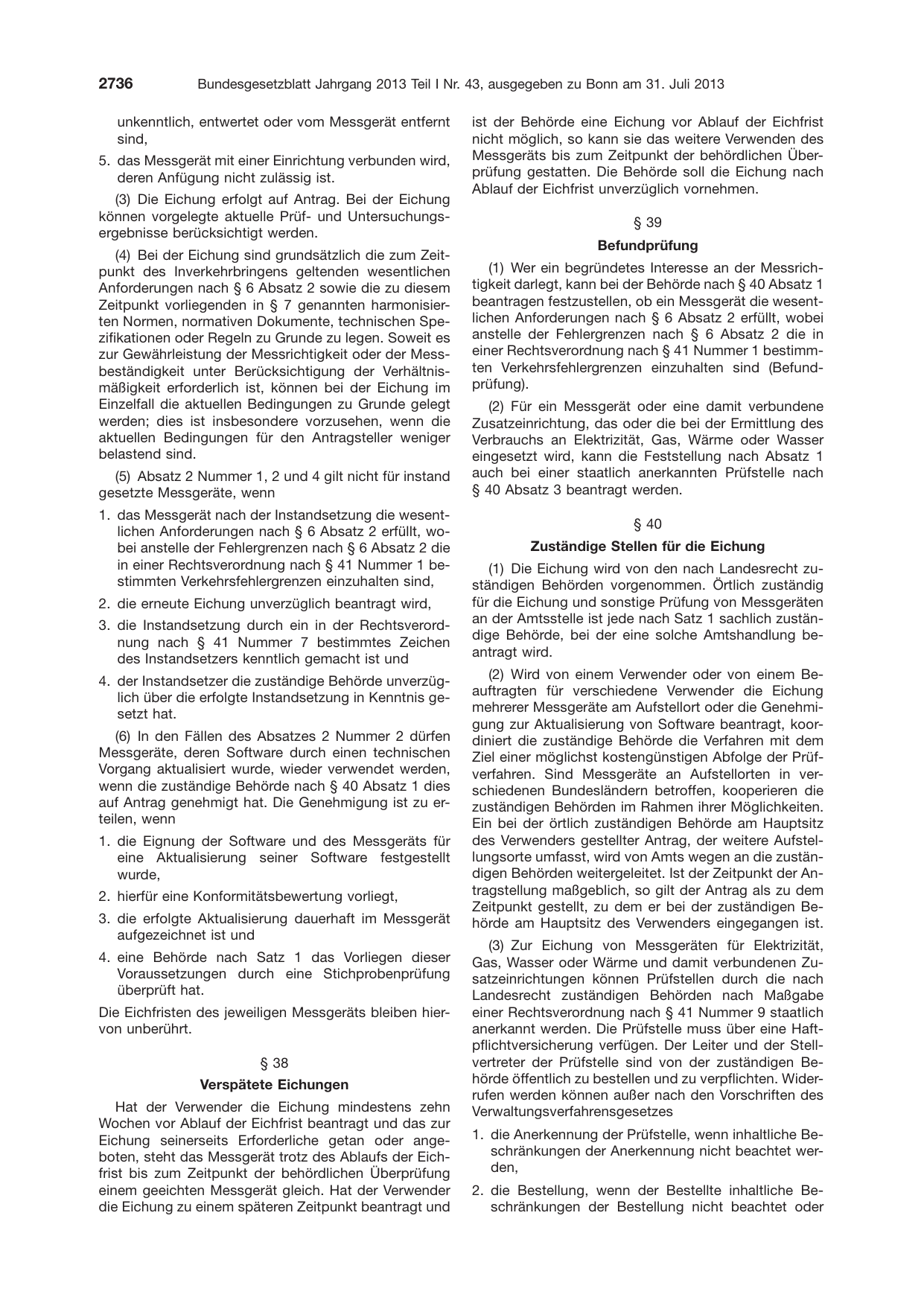 BGBl. 2013, Seite 2736 — Originalseite als Abbildung