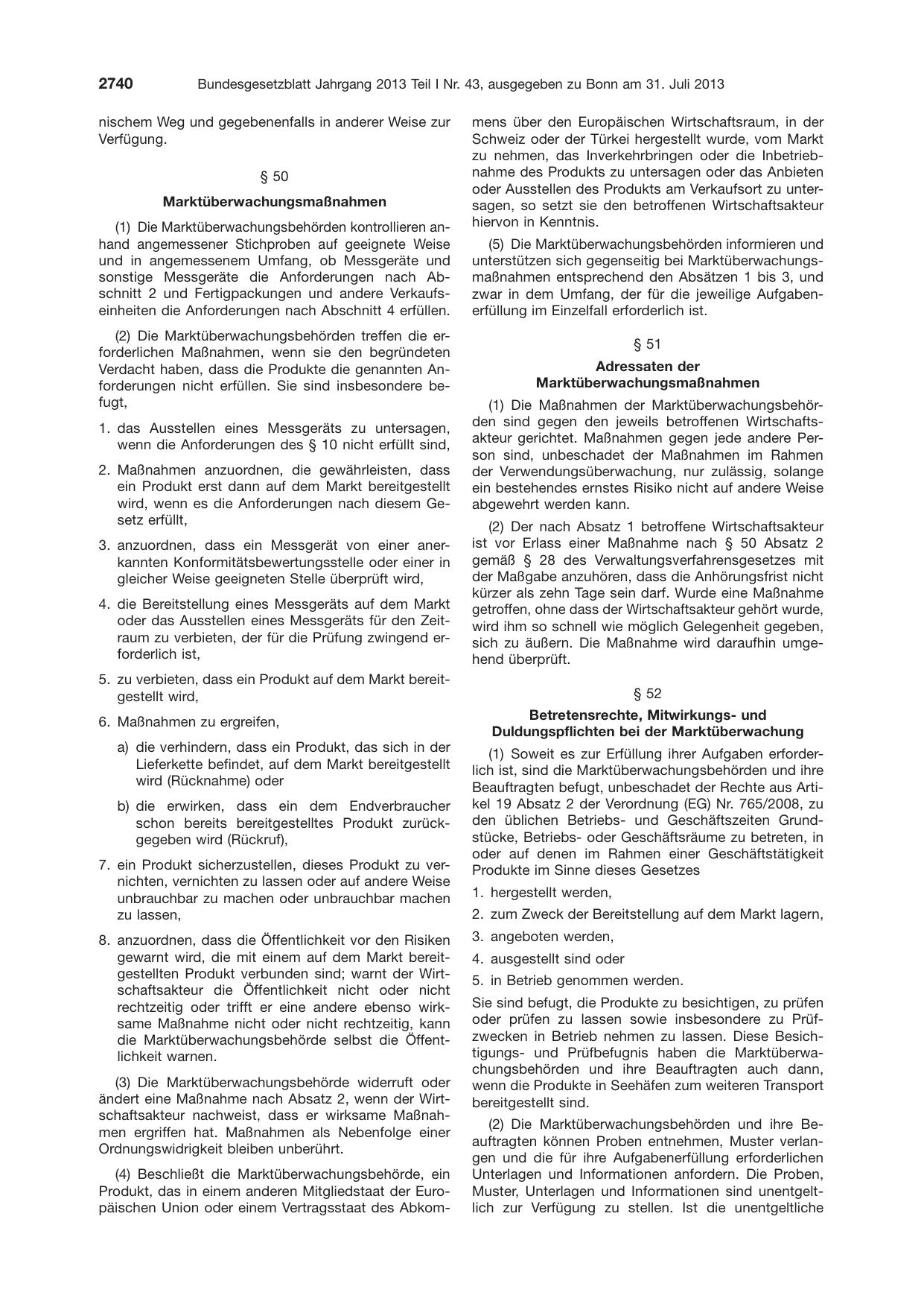 BGBl. 2013, Seite 2740 — Originalseite als Abbildung