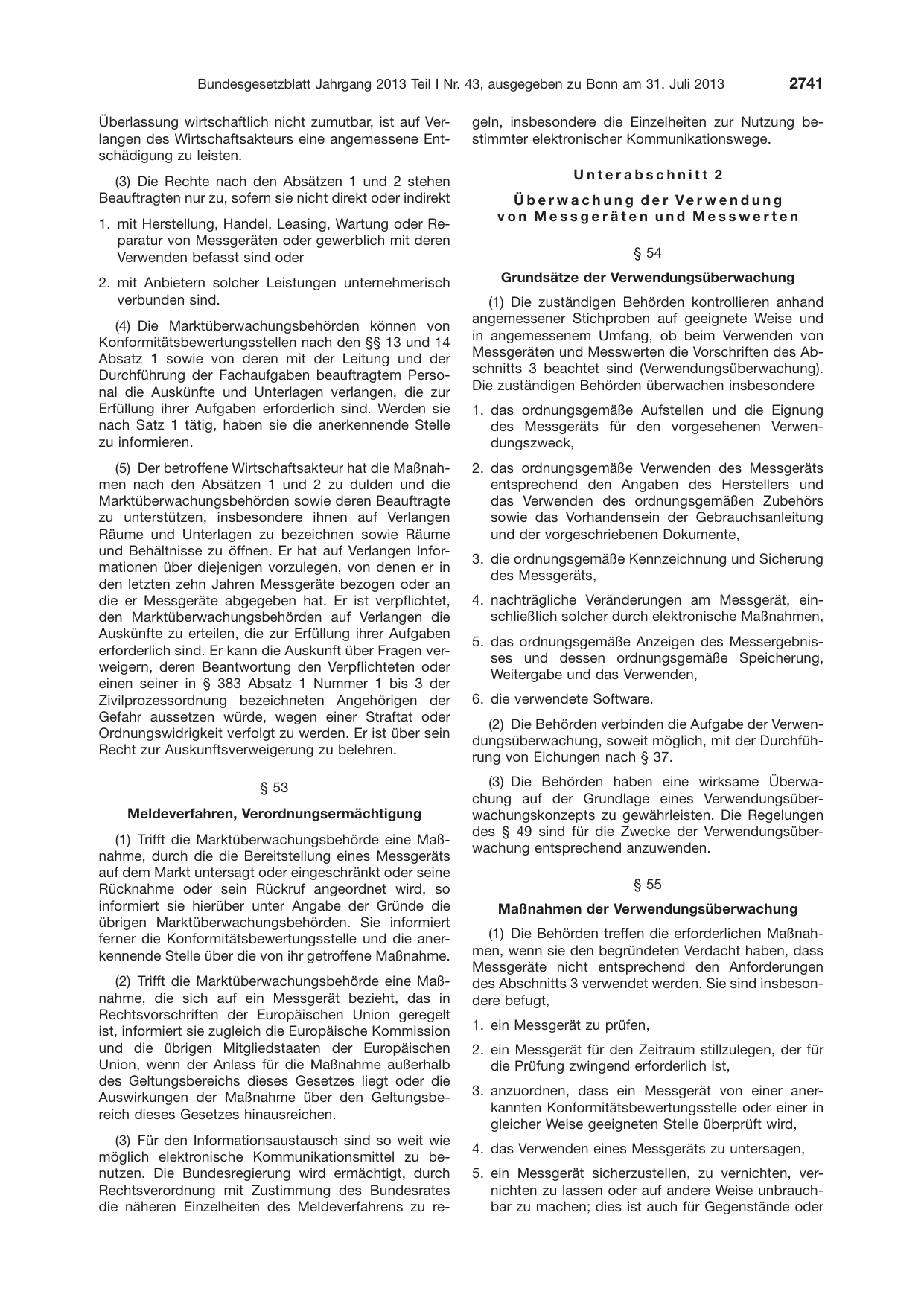 BGBl. 2013, Seite 2741 — Originalseite als Abbildung