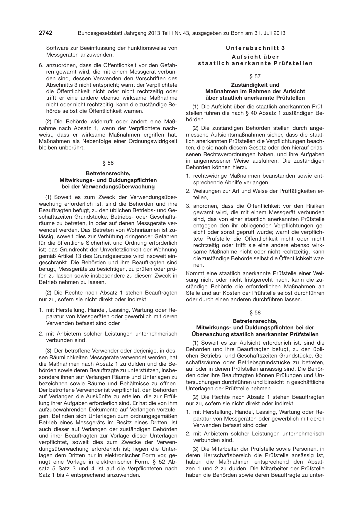 BGBl. 2013, Seite 2742 — Originalseite als Abbildung