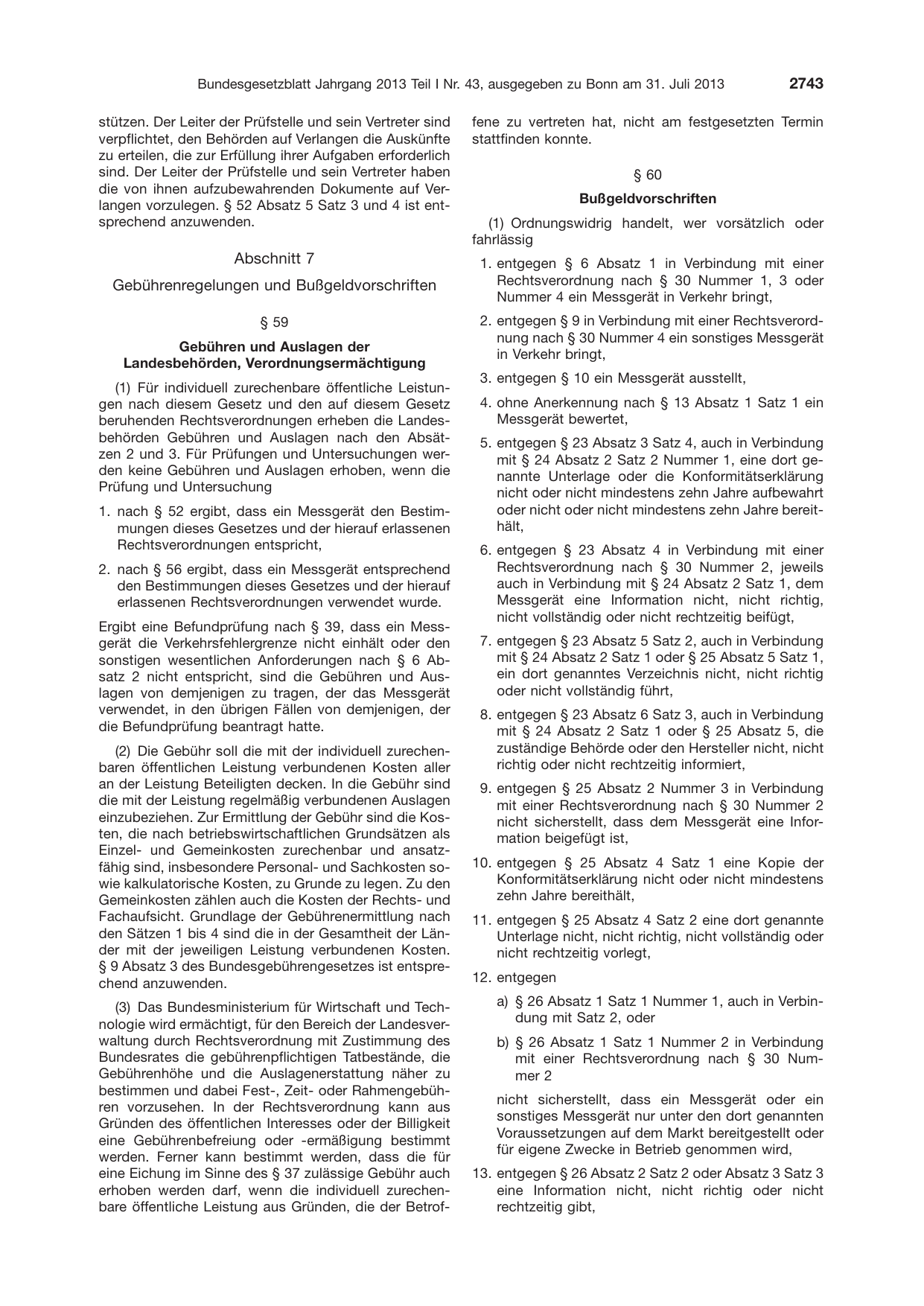 BGBl. 2013, Seite 2743 — Originalseite als Abbildung