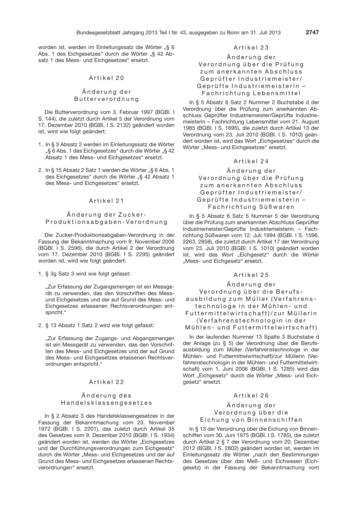 BGBl. 2013, Seite 2747 — Originalseite als Abbildung