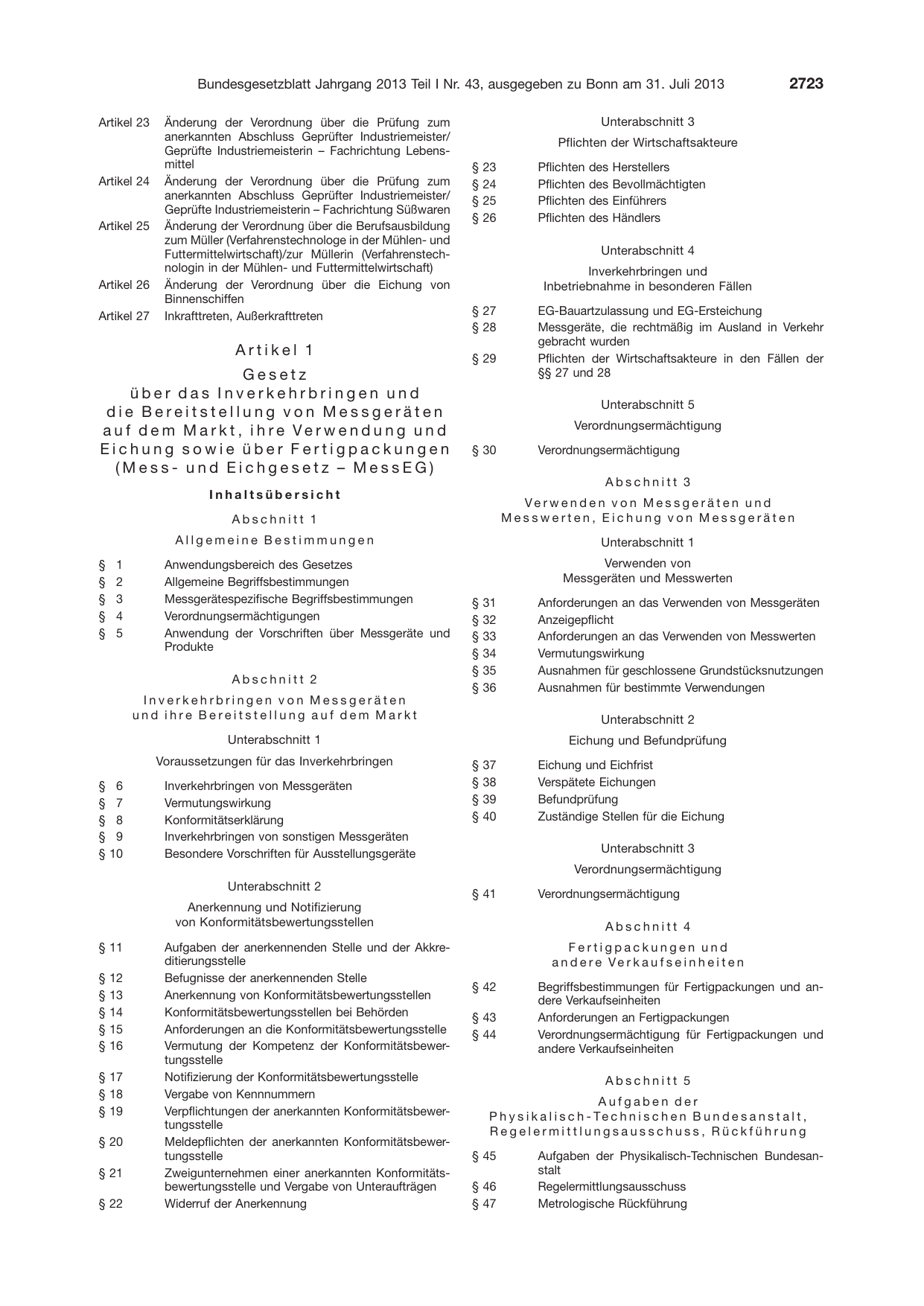 BGBl. 2013, Seite 2723 — Originalseite als Abbildung
