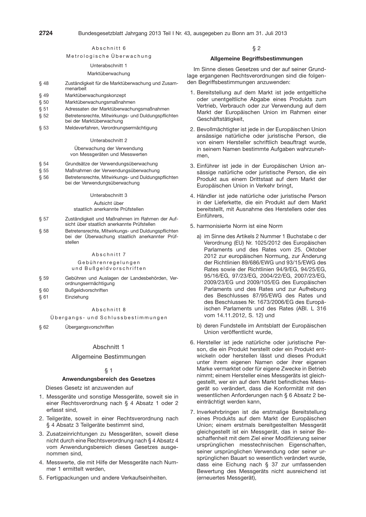 BGBl. 2013, Seite 2724 — Originalseite als Abbildung