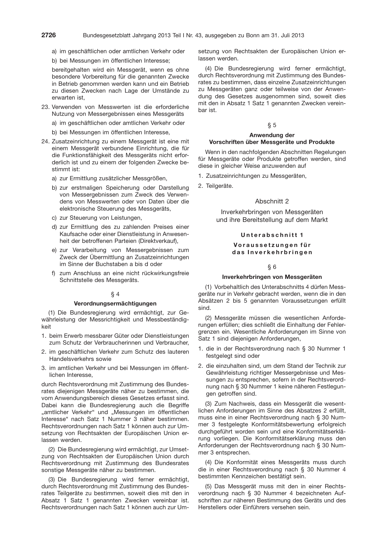 BGBl. 2013, Seite 2726 — Originalseite als Abbildung