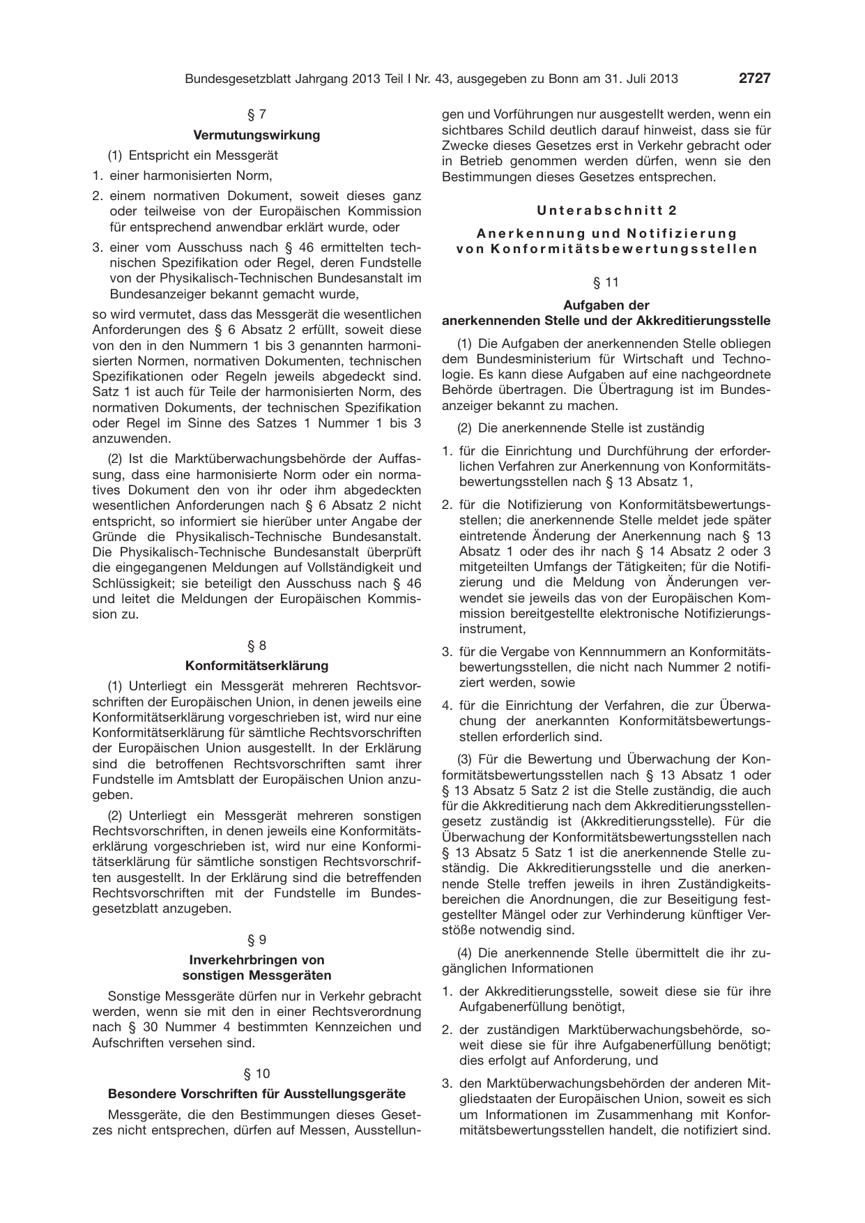 BGBl. 2013, Seite 2727 — Originalseite als Abbildung