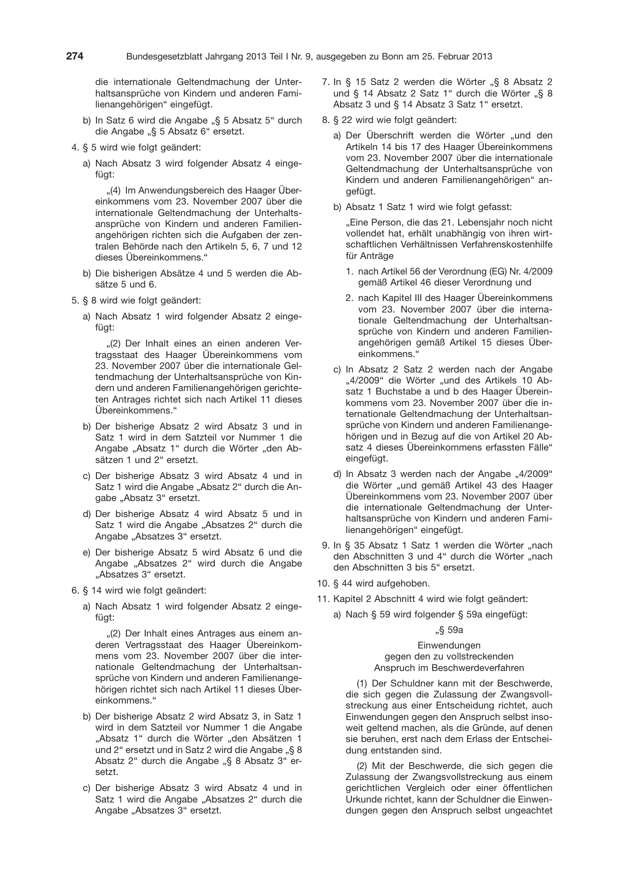 BGBl. 2013, Seite 274 — Originalseite als Abbildung
