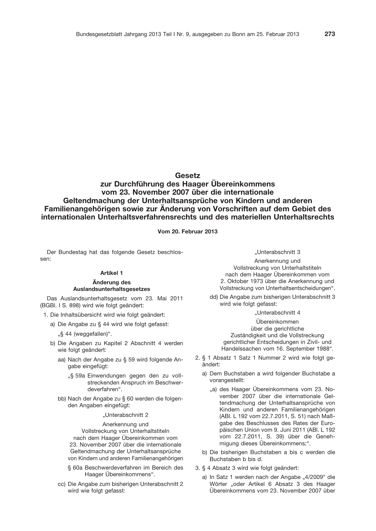 BGBl. 2013, Seite 273 — Originalseite als Abbildung