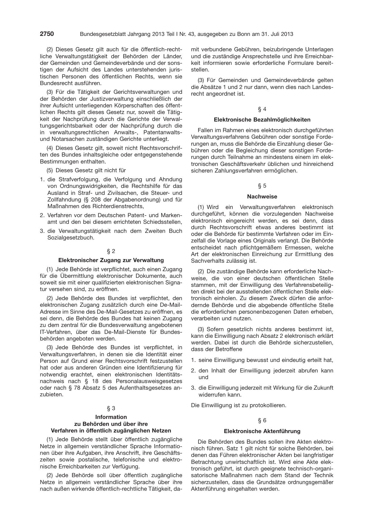 BGBl. 2013, Seite 2750 — Originalseite als Abbildung