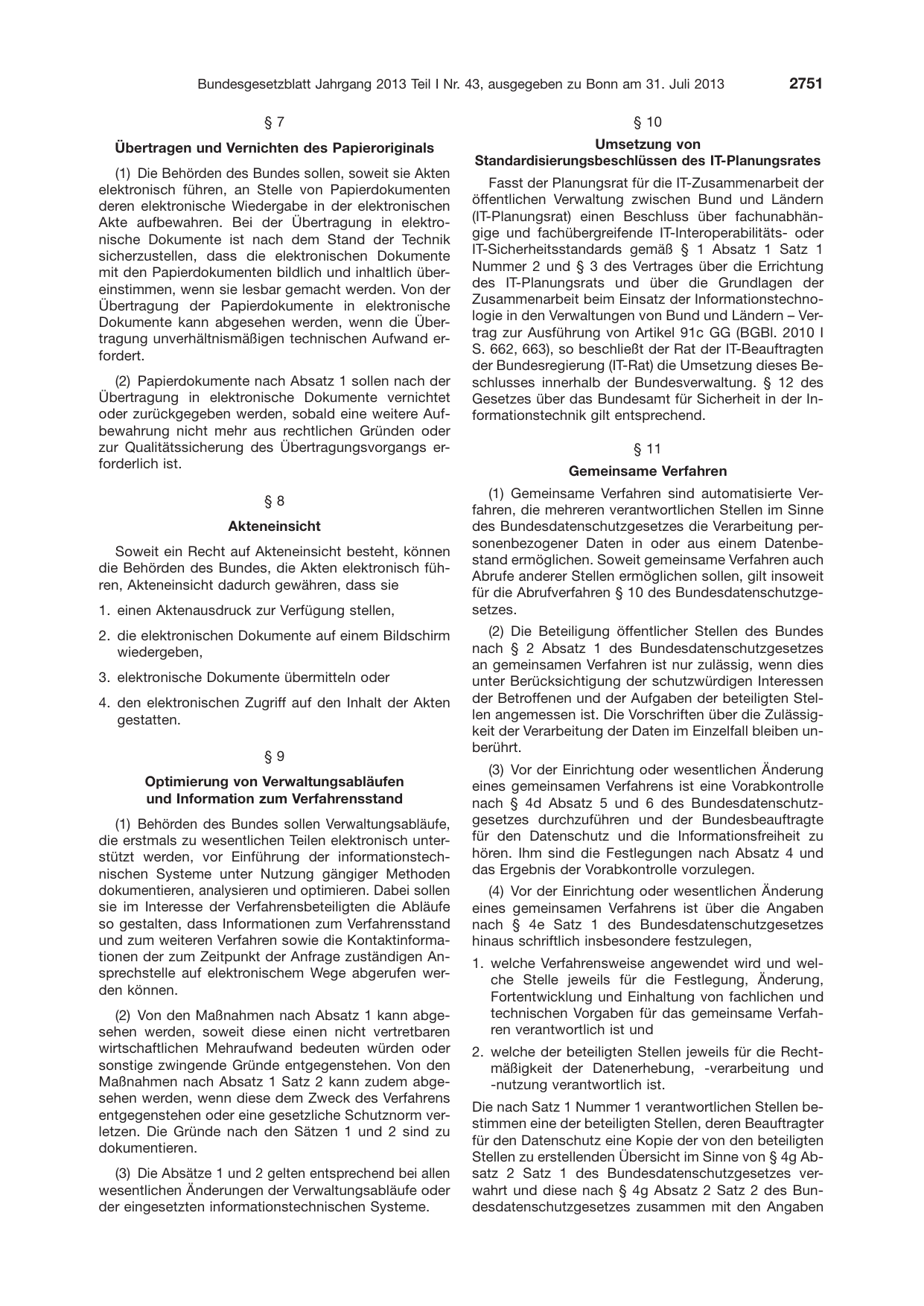 BGBl. 2013, Seite 2751 — Originalseite als Abbildung