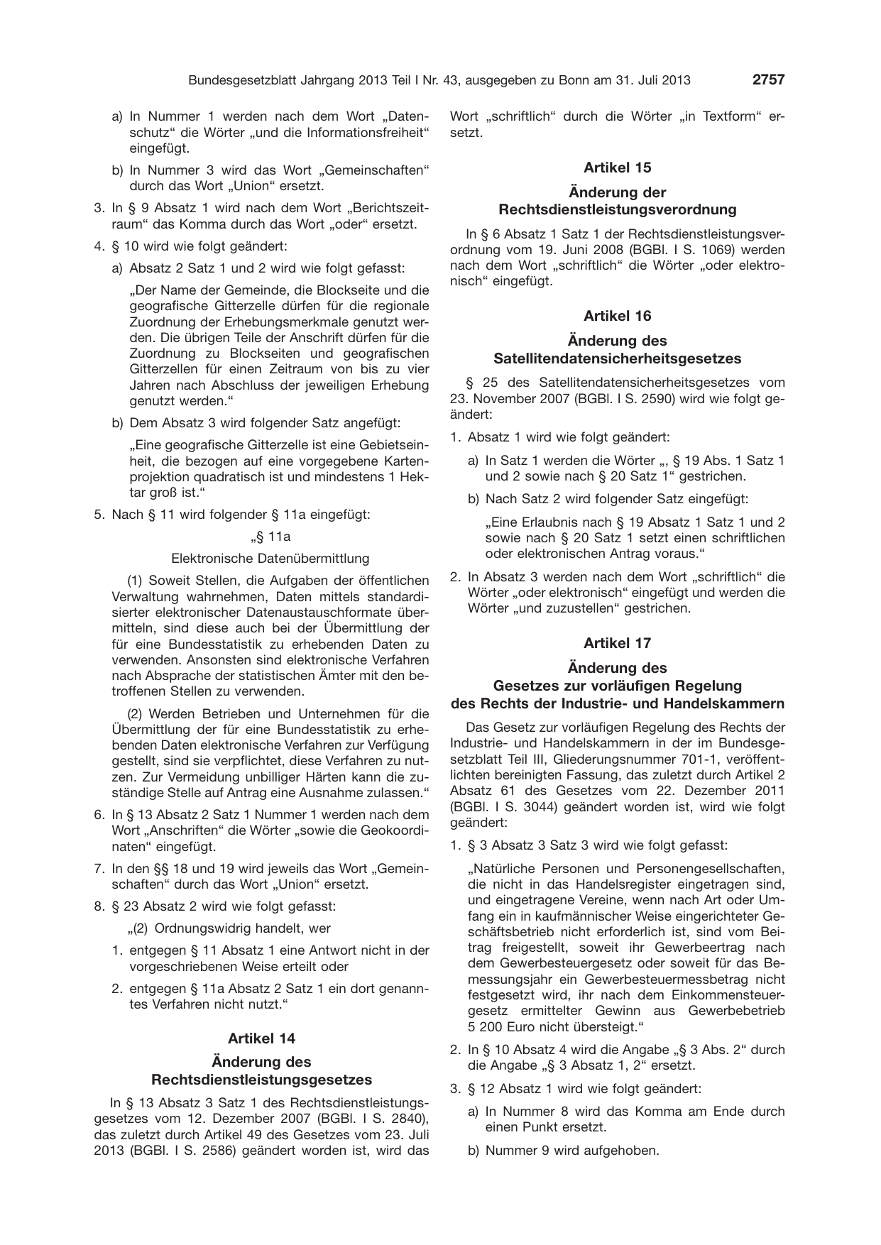 BGBl. 2013, Seite 2757 — Originalseite als Abbildung