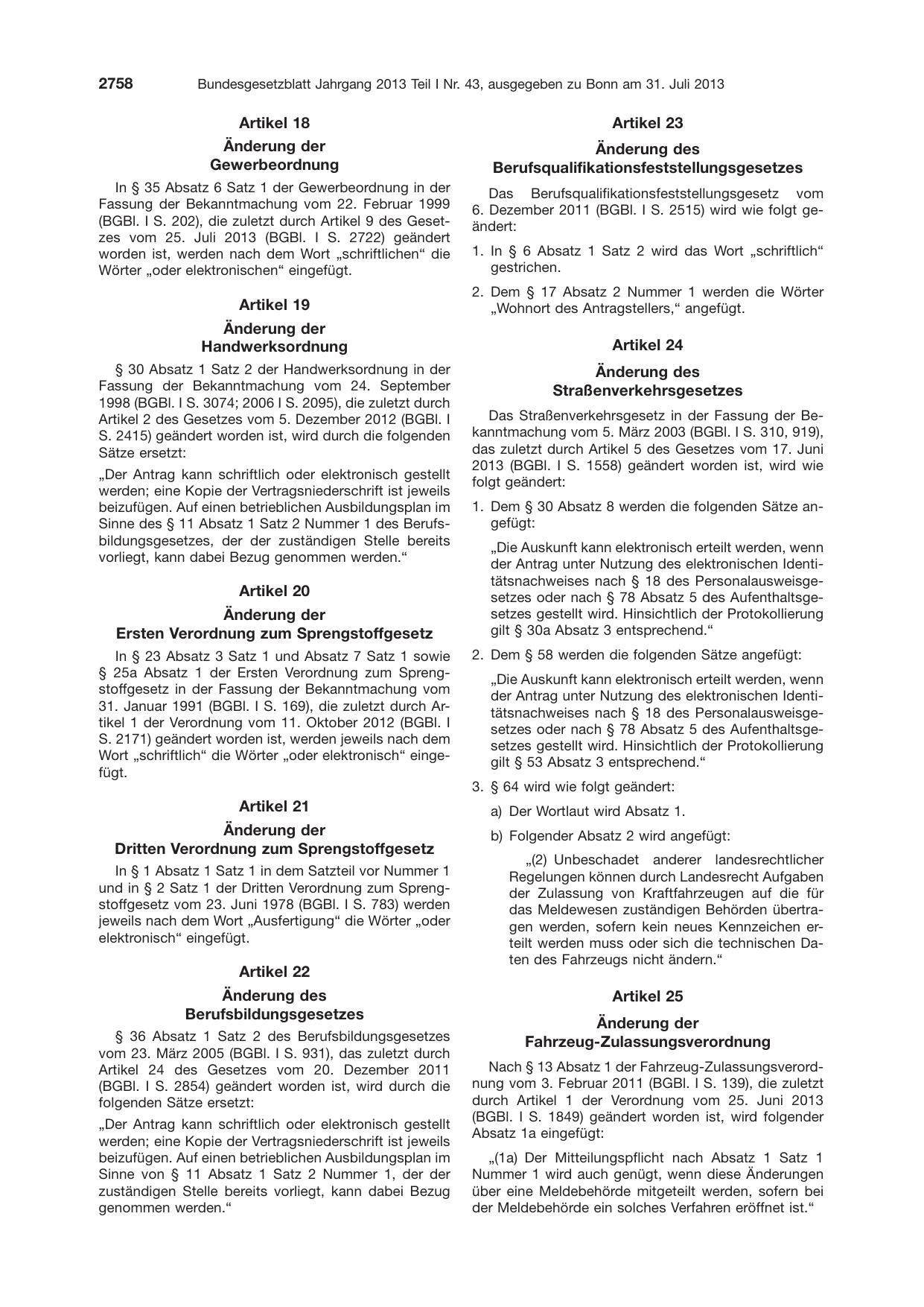 BGBl. 2013, Seite 2758 — Originalseite als Abbildung