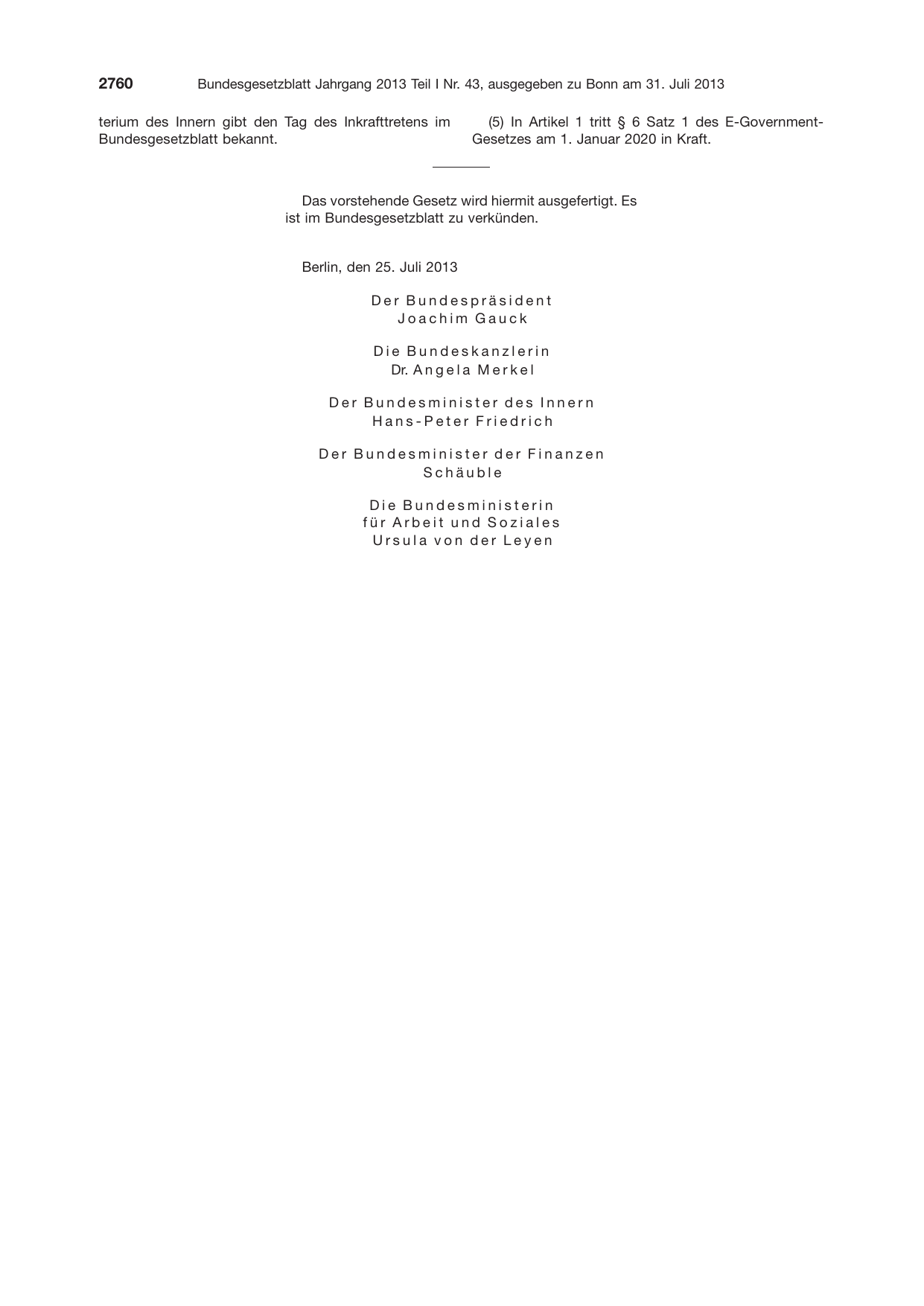 BGBl. 2013, Seite 2760 — Originalseite als Abbildung