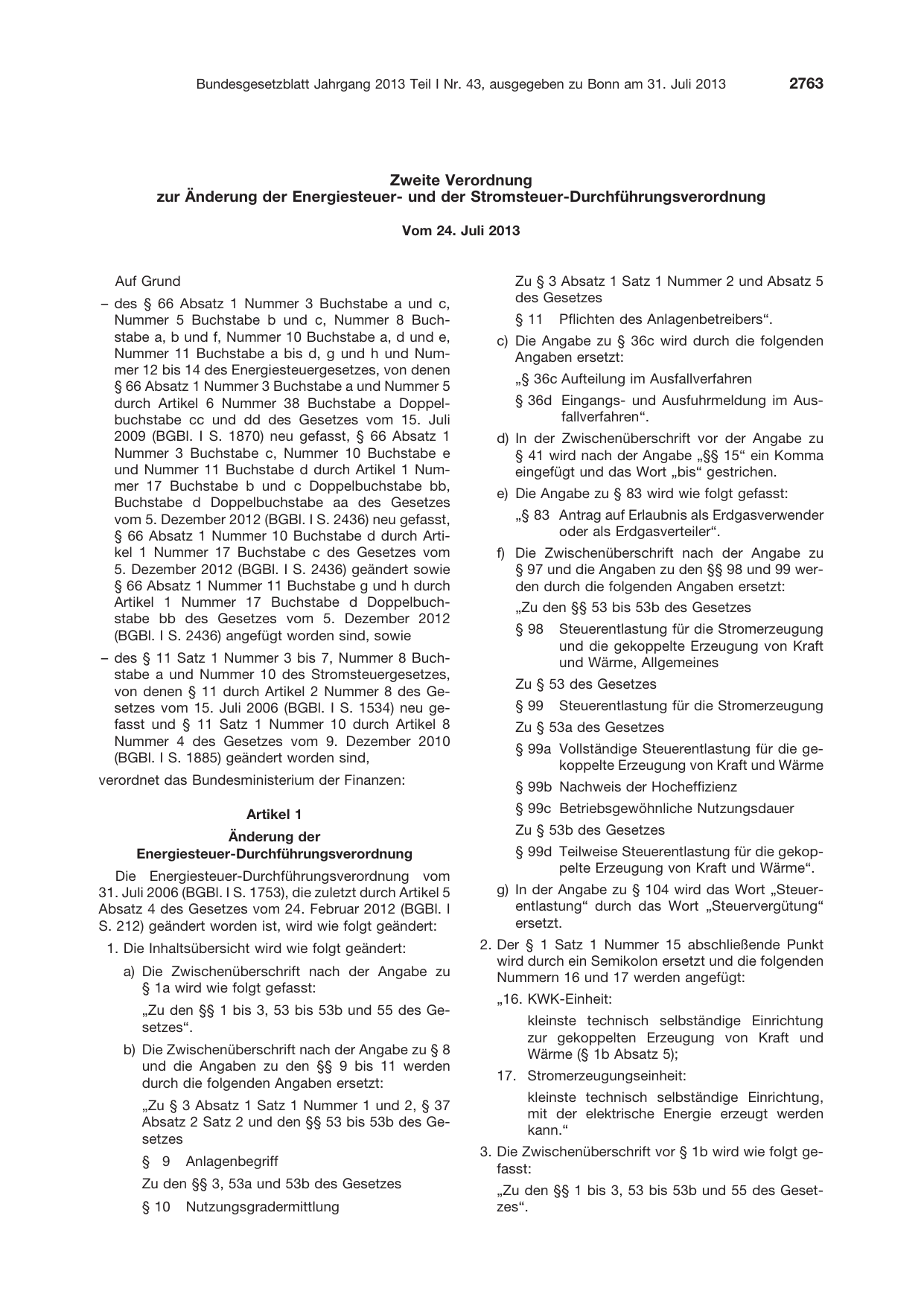 BGBl. 2013, Seite 2763 — Originalseite als Abbildung