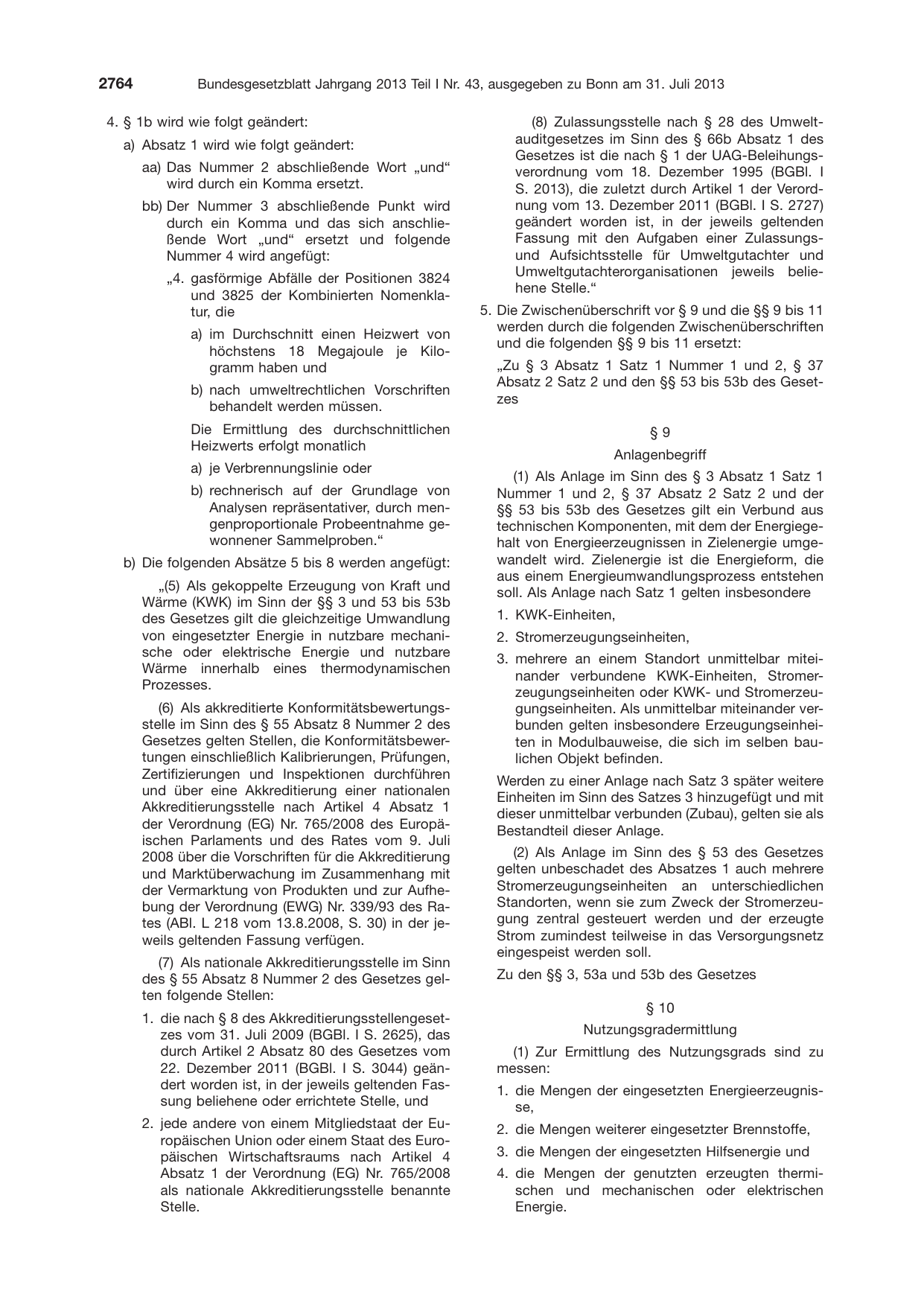 BGBl. 2013, Seite 2764 — Originalseite als Abbildung