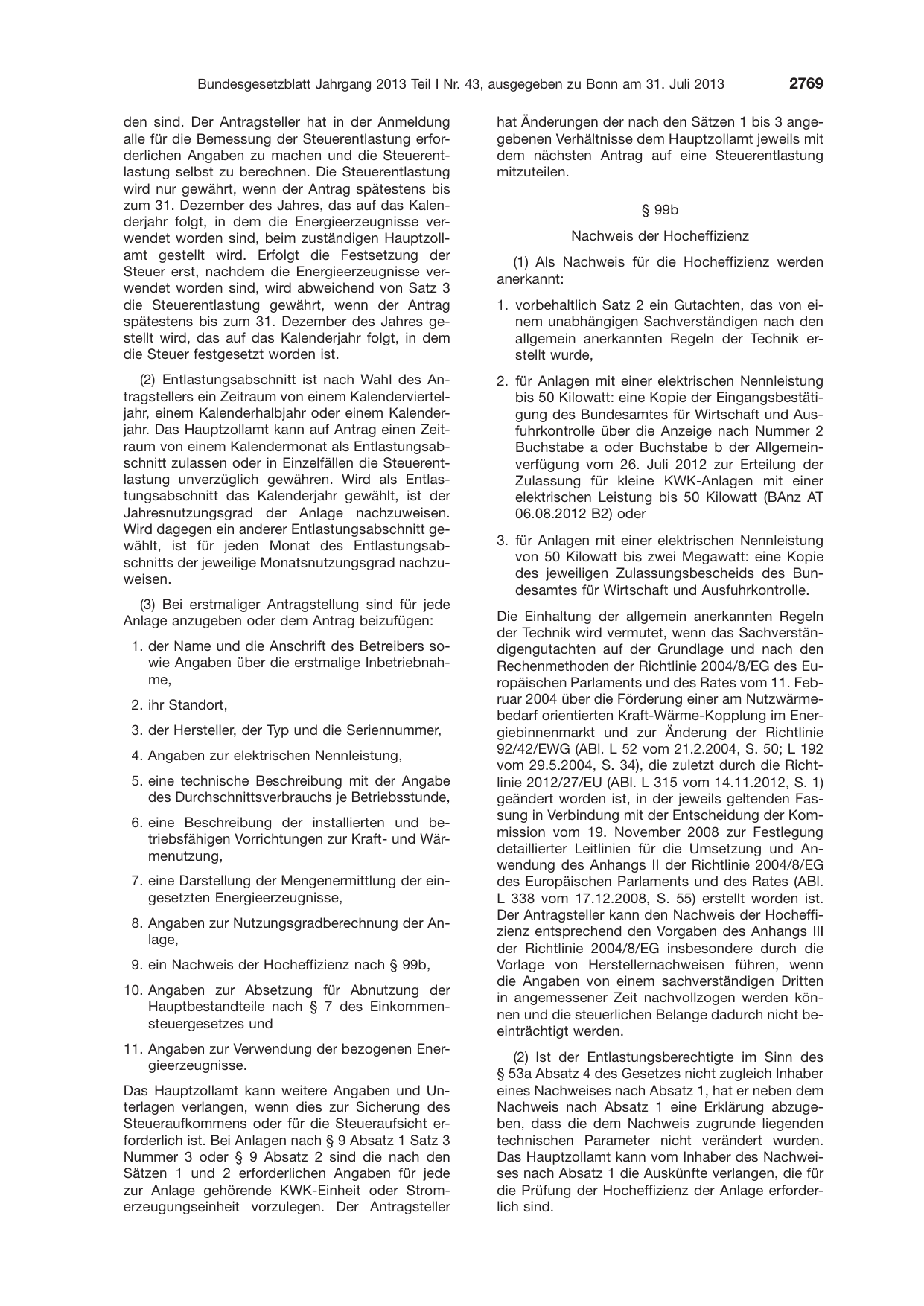 BGBl. 2013, Seite 2769 — Originalseite als Abbildung