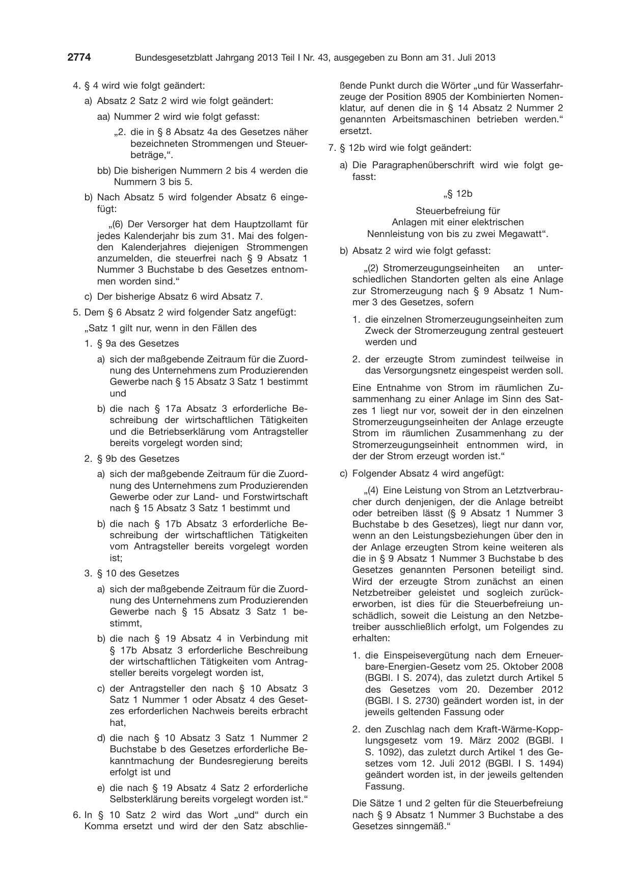 BGBl. 2013, Seite 2774 — Originalseite als Abbildung