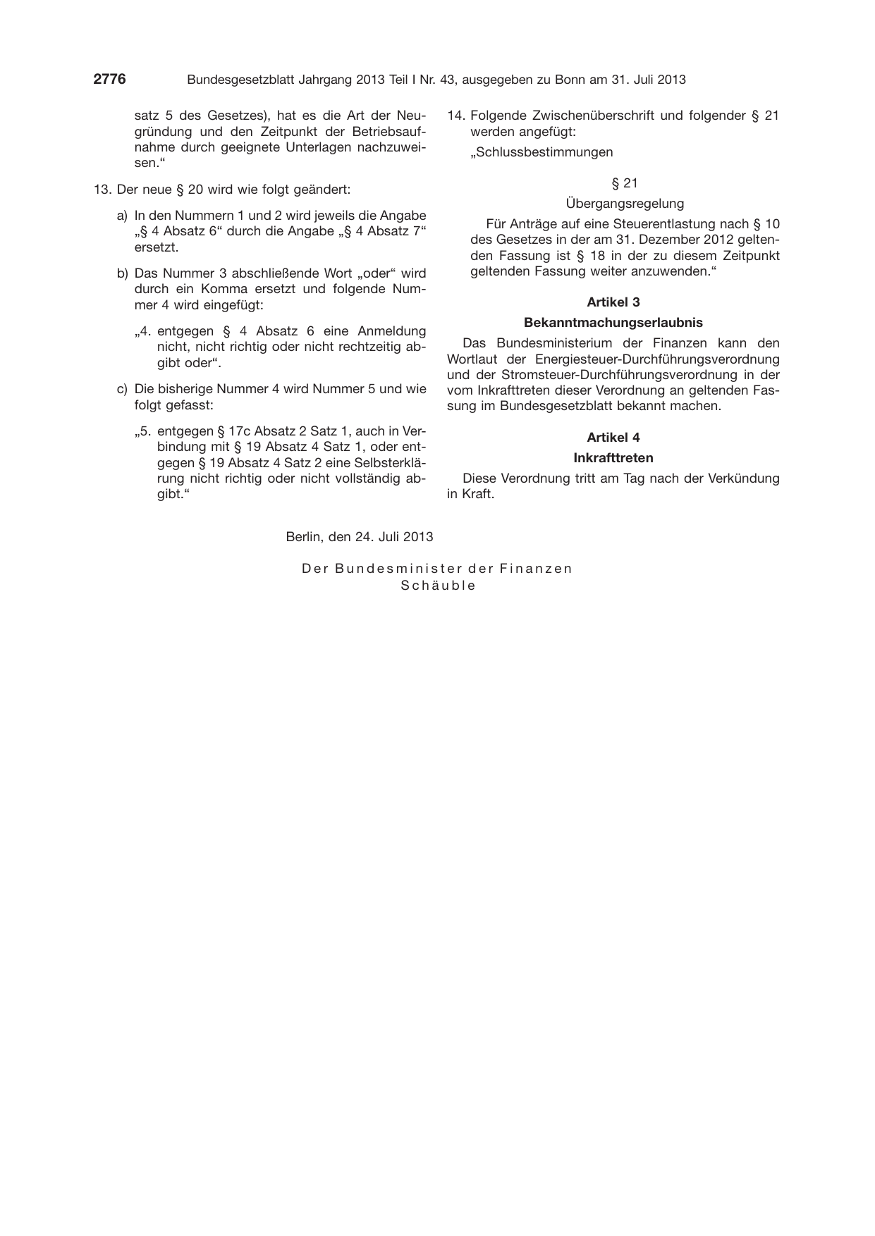 BGBl. 2013, Seite 2776 — Originalseite als Abbildung