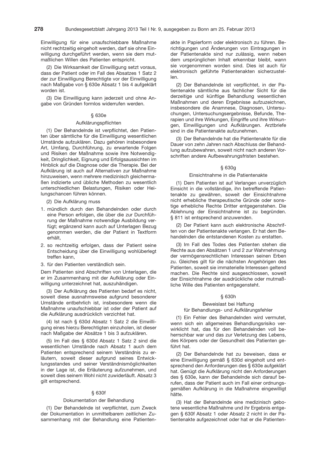 BGBl. 2013, Seite 278 — Originalseite als Abbildung