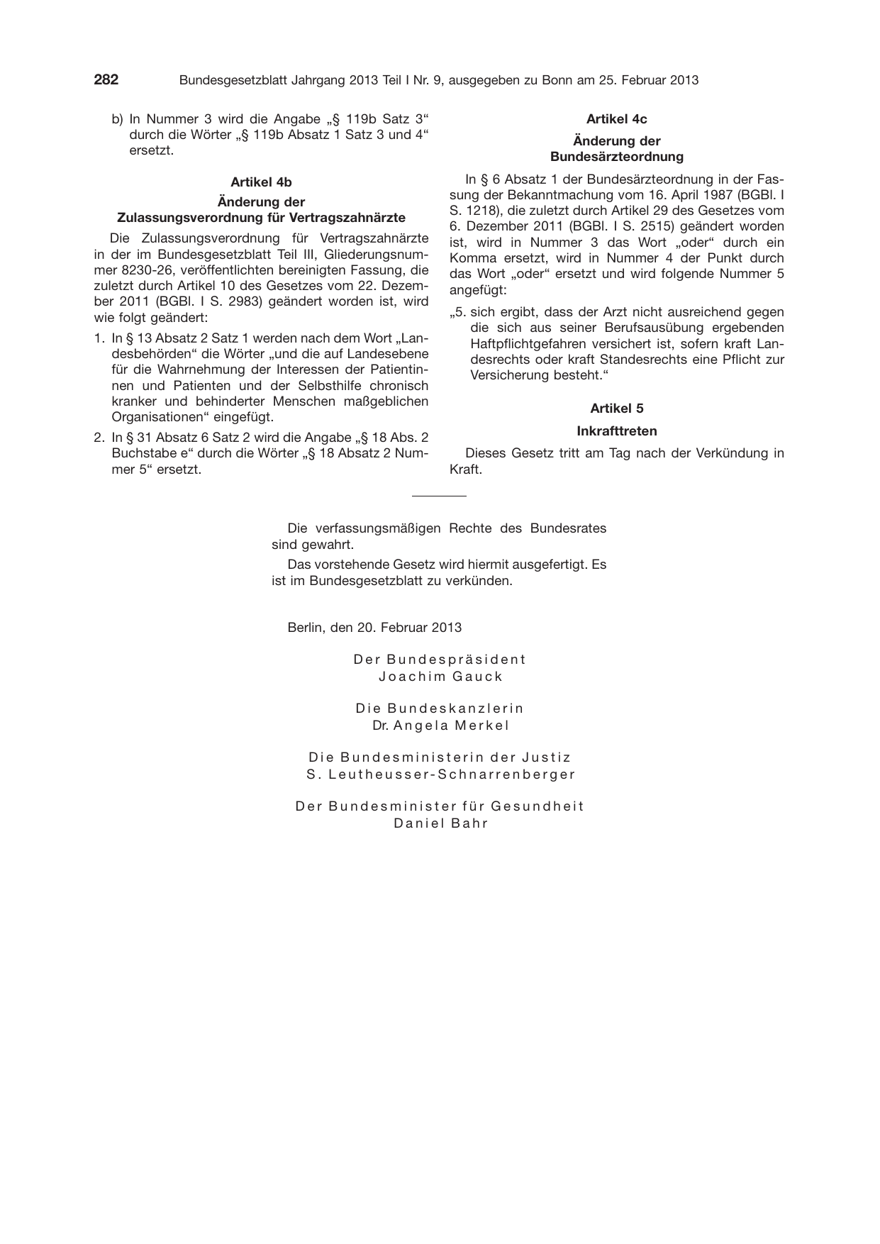 BGBl. 2013, Seite 282 — Originalseite als Abbildung
