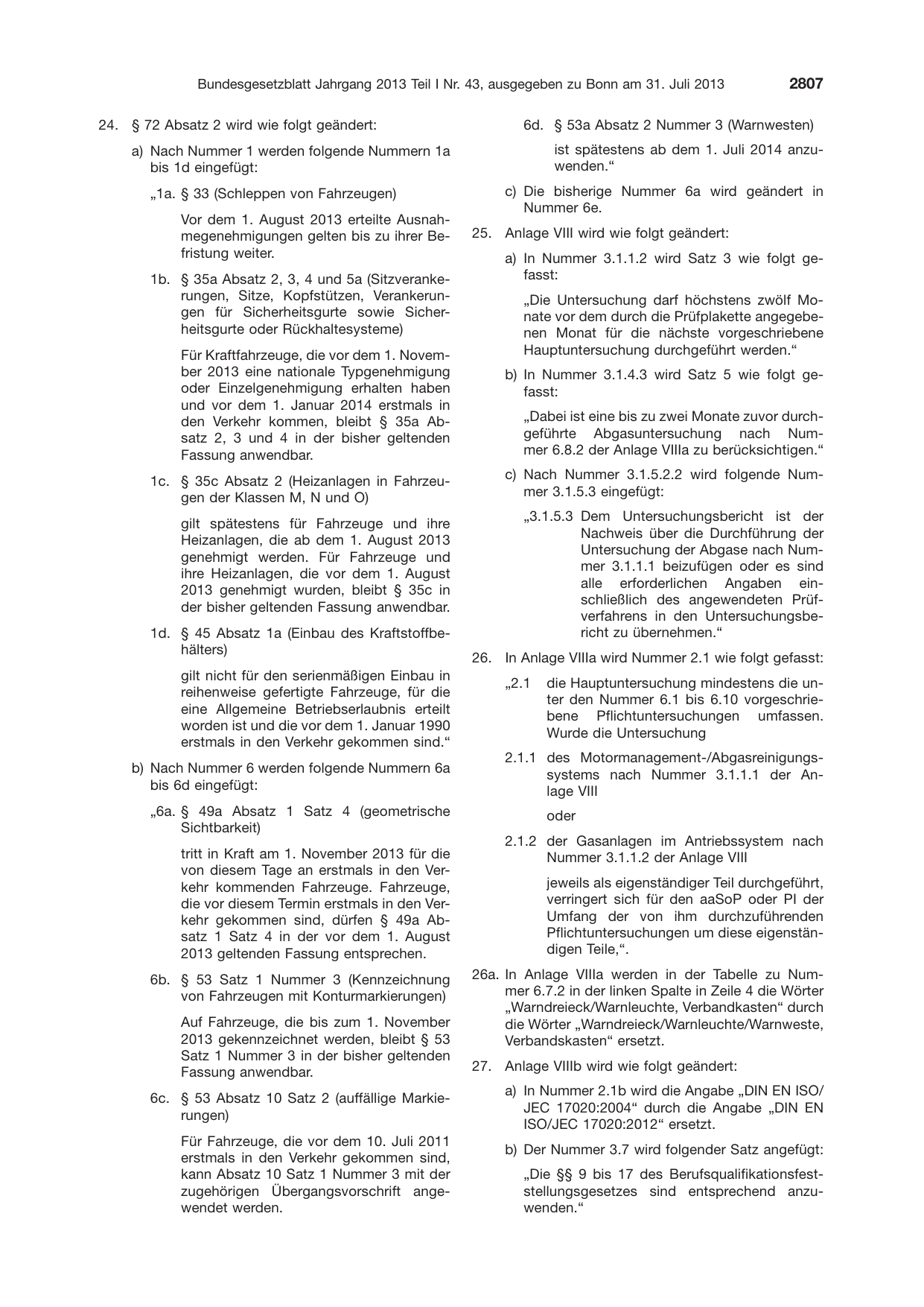 BGBl. 2013, Seite 2807 — Originalseite als Abbildung