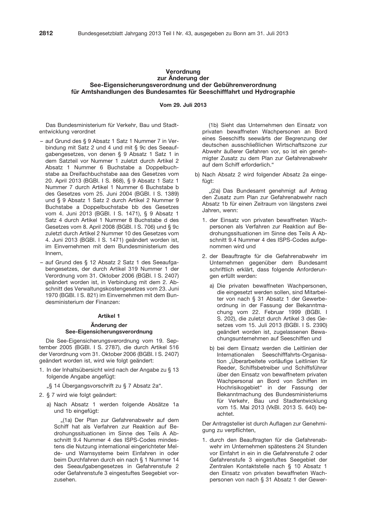 BGBl. 2013, Seite 2812 — Originalseite als Abbildung