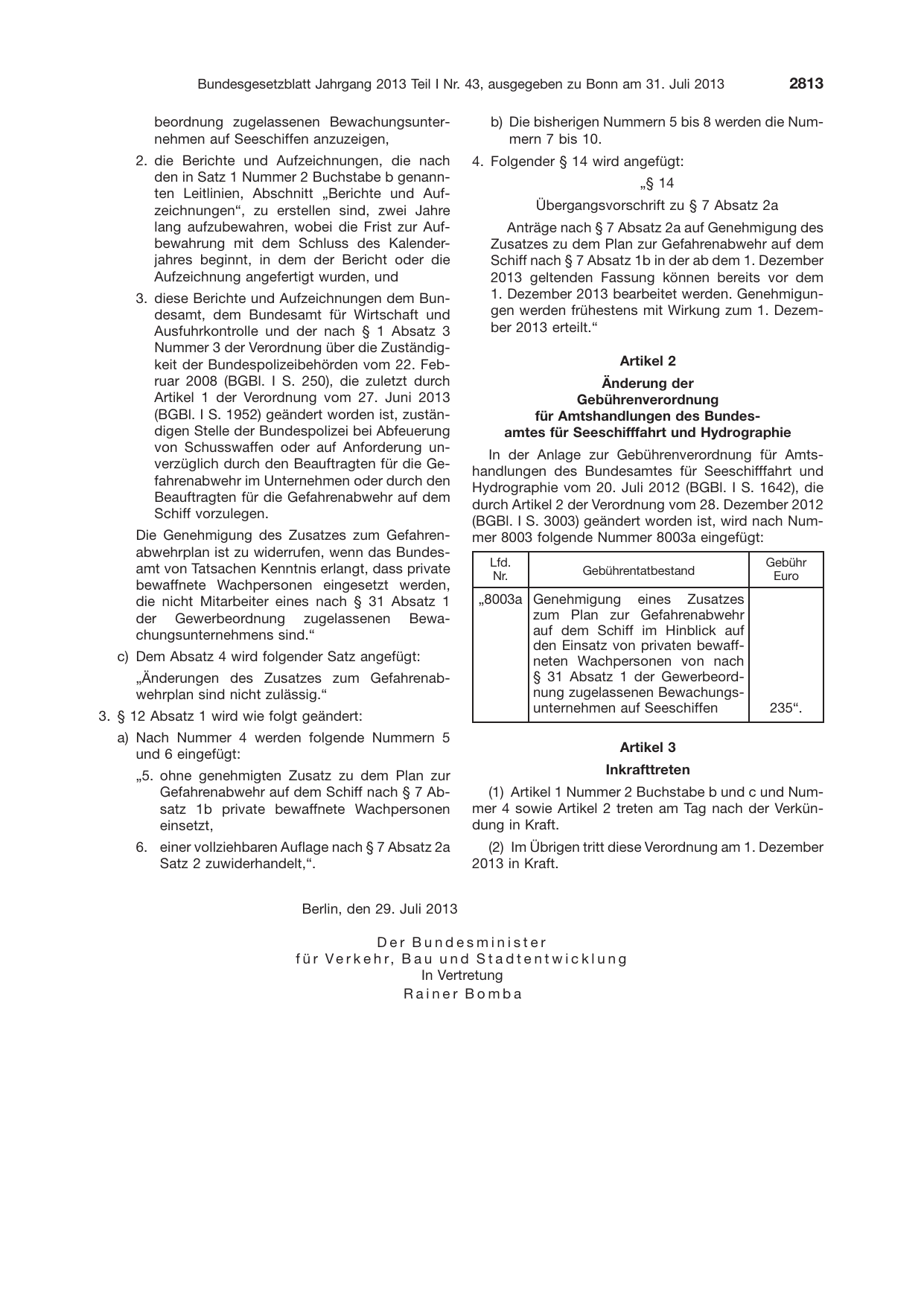BGBl. 2013, Seite 2813 — Originalseite als Abbildung