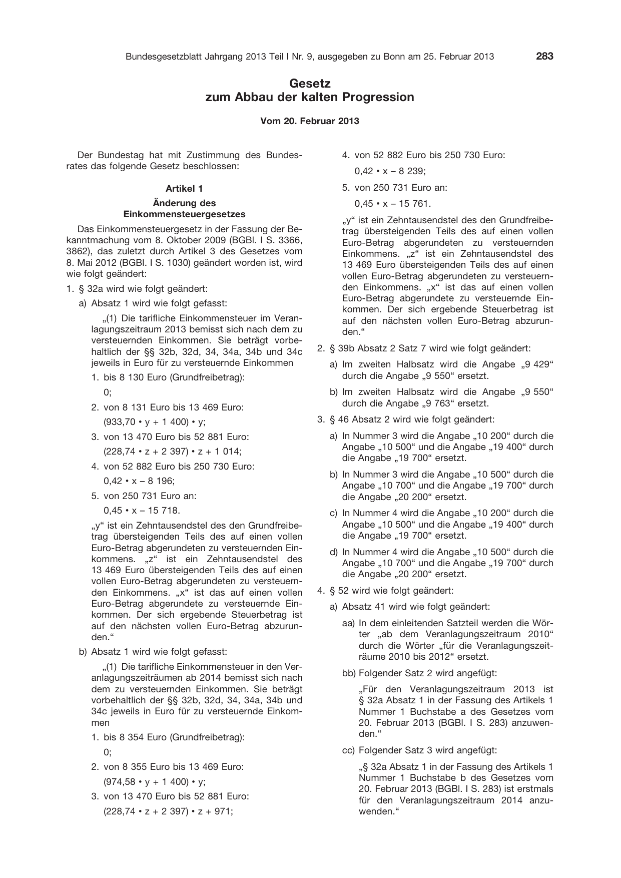 BGBl. 2013, Seite 283 — Originalseite als Abbildung