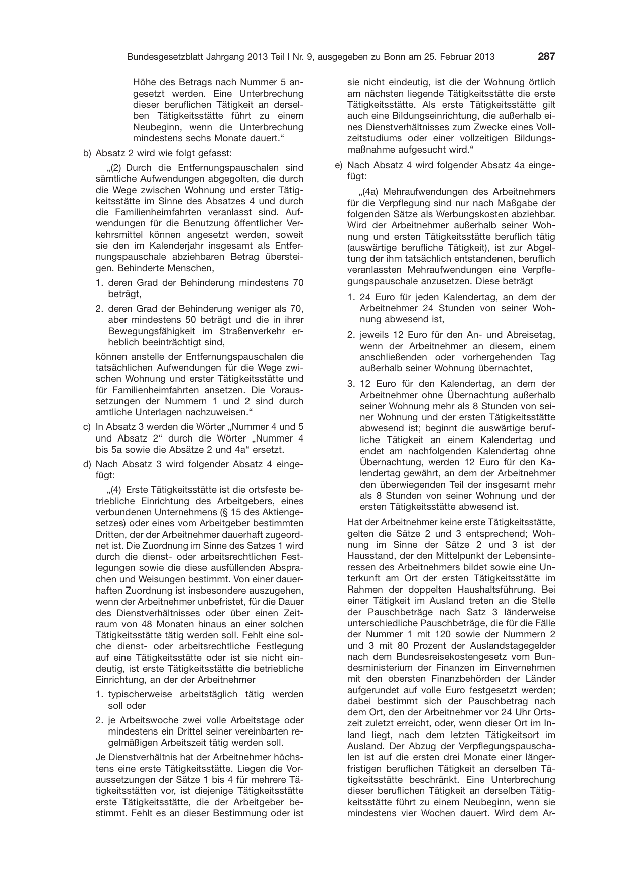 BGBl. 2013, Seite 287 — Originalseite als Abbildung