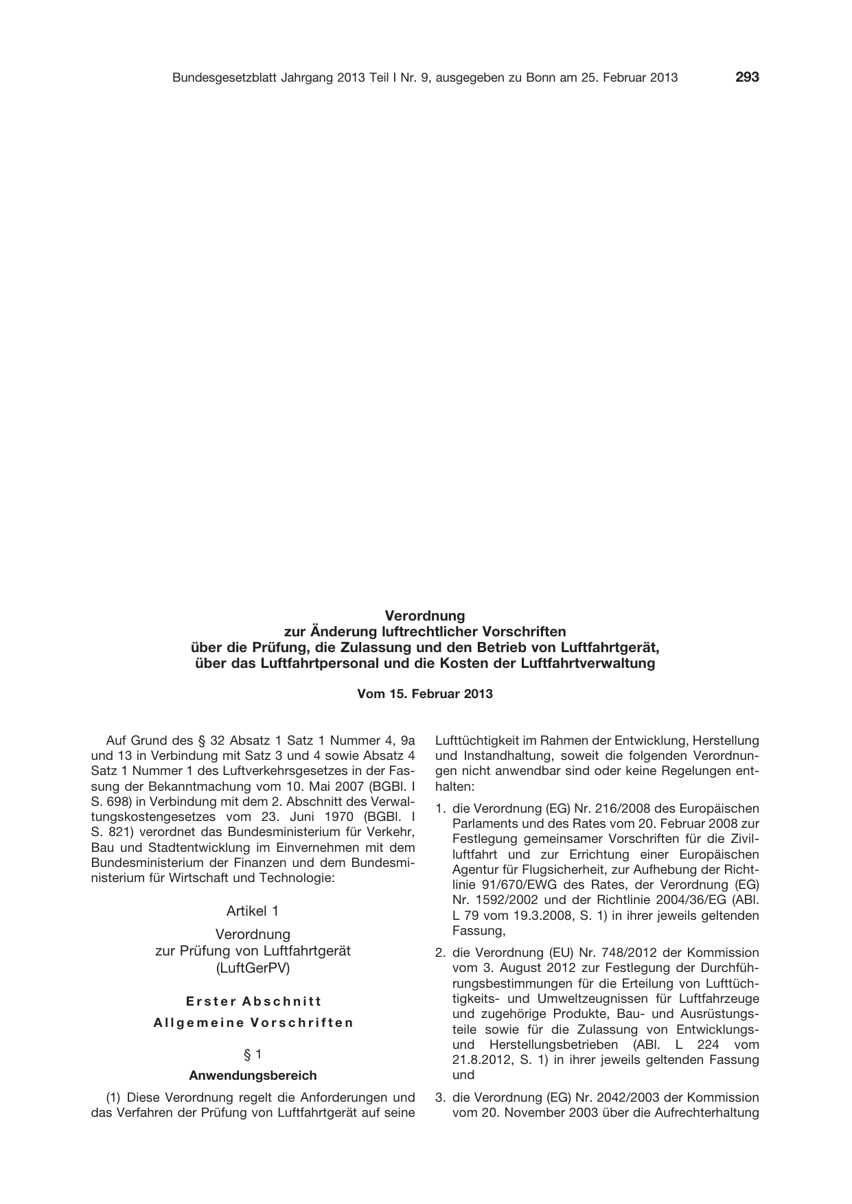 BGBl. 2013, Seite 293 — Originalseite als Abbildung
