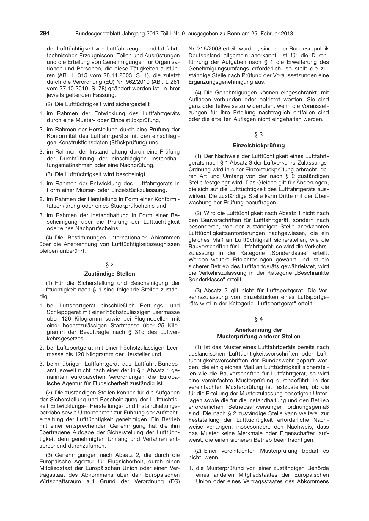 BGBl. 2013, Seite 294 — Originalseite als Abbildung