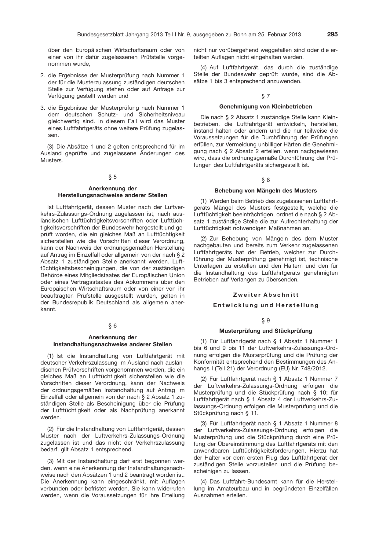 BGBl. 2013, Seite 295 — Originalseite als Abbildung