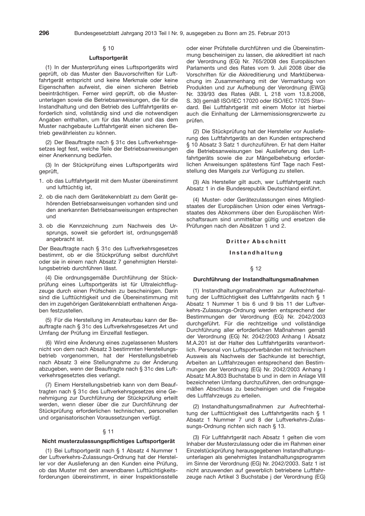 BGBl. 2013, Seite 296 — Originalseite als Abbildung
