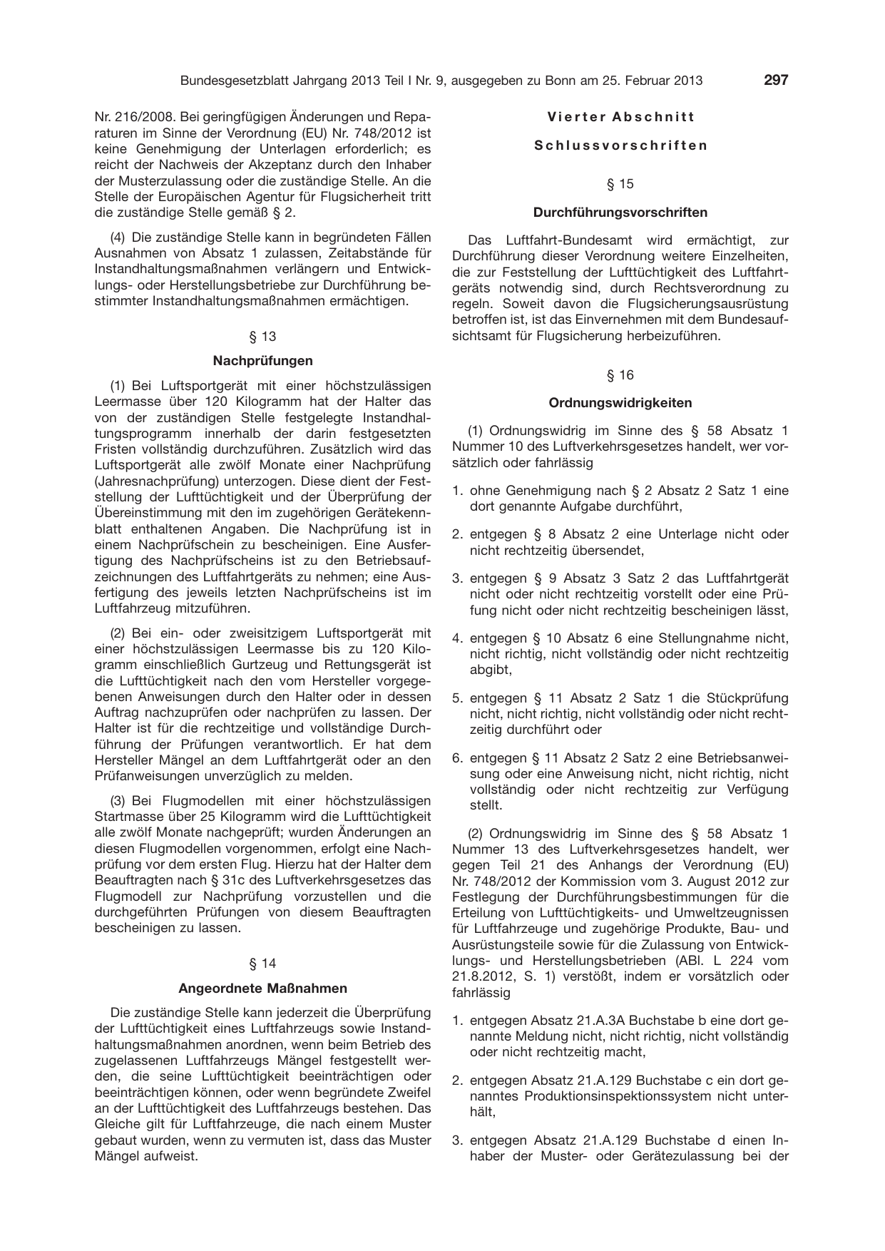 BGBl. 2013, Seite 297 — Originalseite als Abbildung