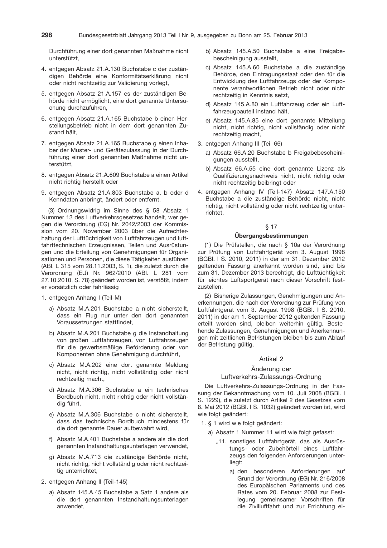 BGBl. 2013, Seite 298 — Originalseite als Abbildung