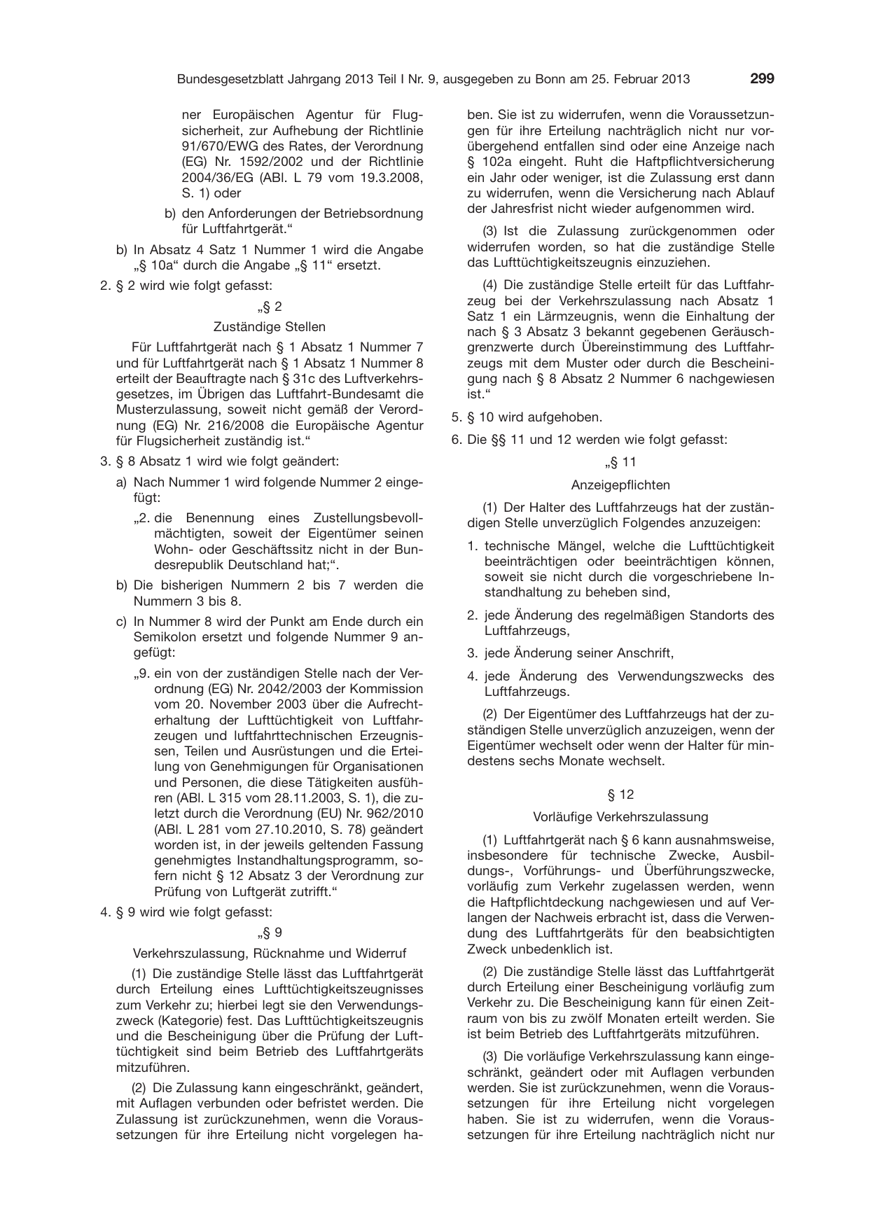 BGBl. 2013, Seite 299 — Originalseite als Abbildung