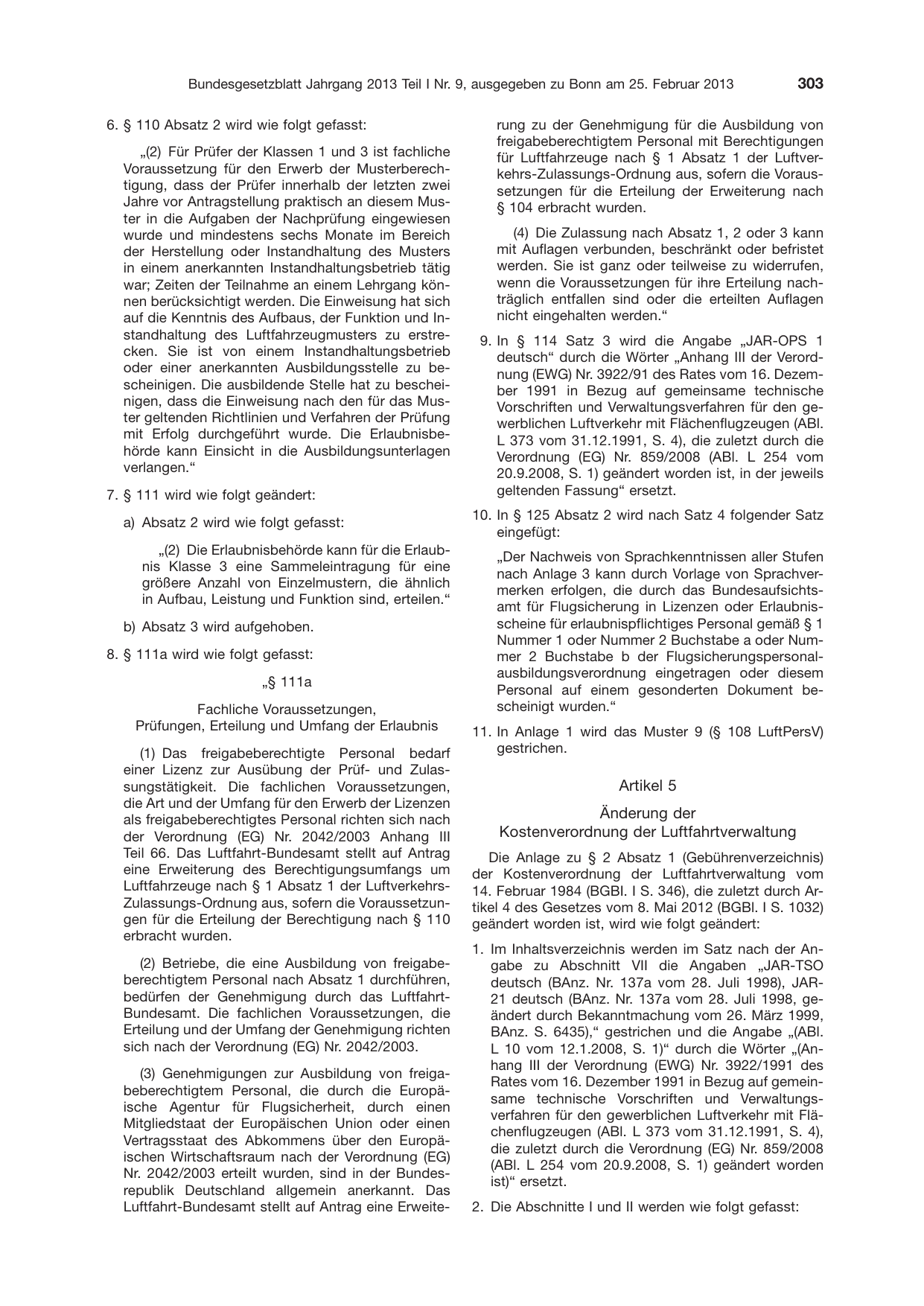 BGBl. 2013, Seite 303 — Originalseite als Abbildung