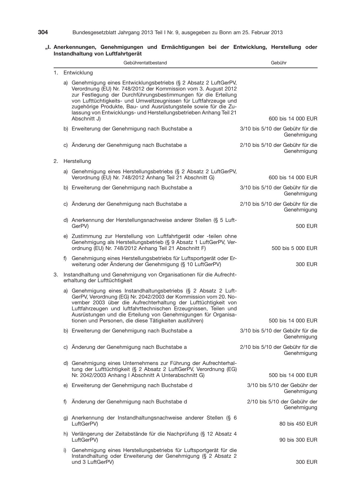 BGBl. 2013, Seite 304 — Originalseite als Abbildung