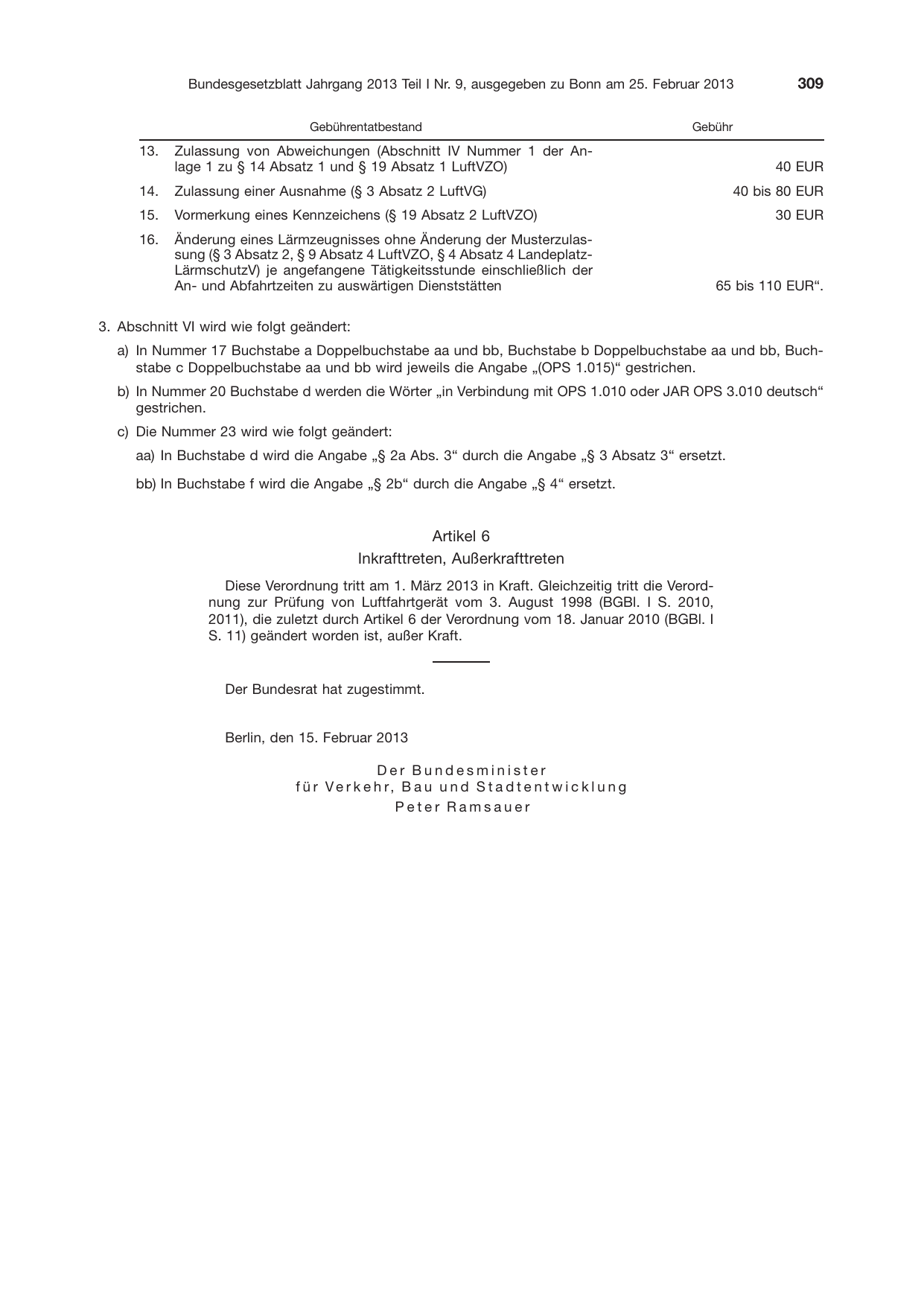 BGBl. 2013, Seite 309 — Originalseite als Abbildung