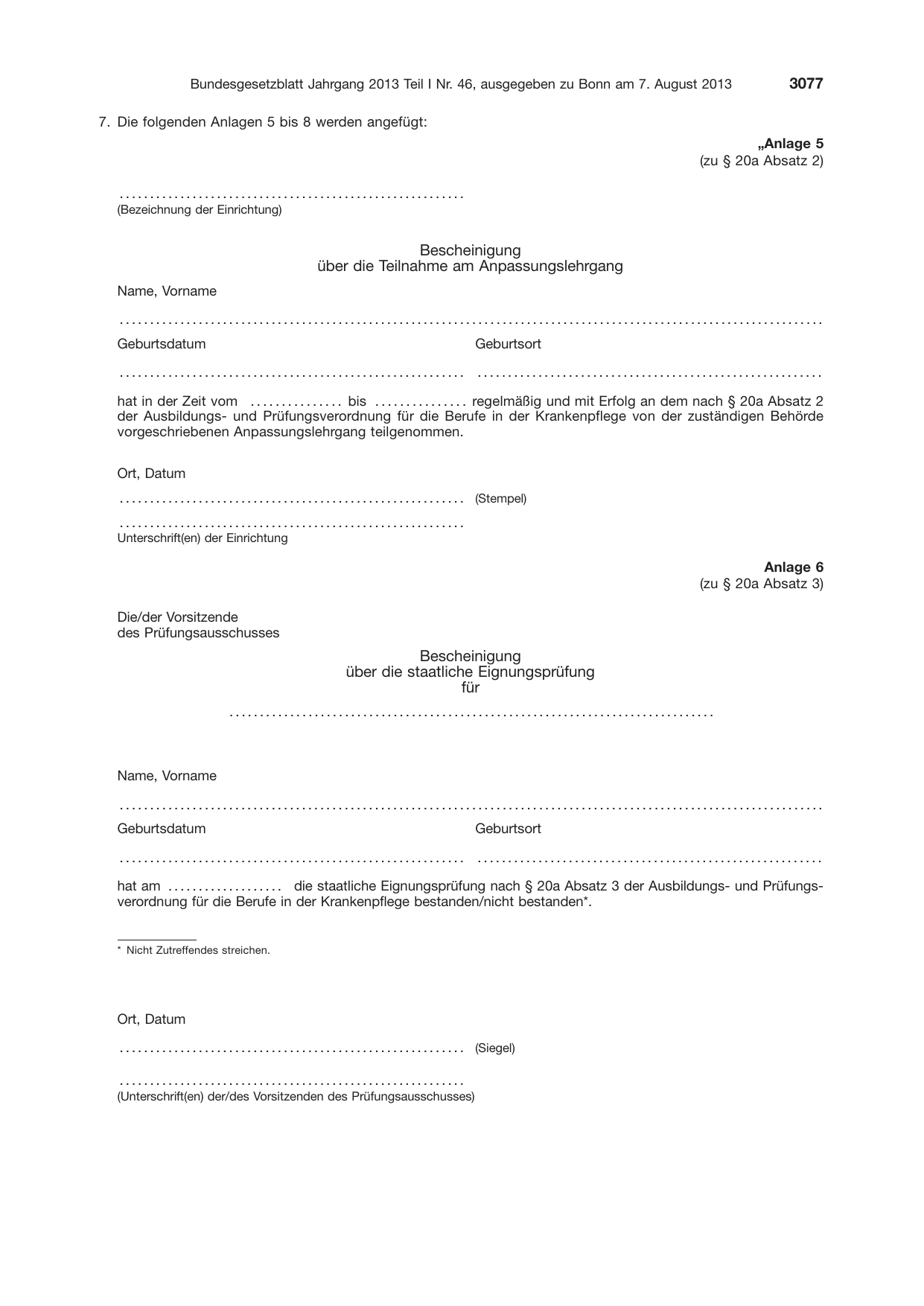BGBl. 2013, Seite 3077 — Originalseite als Abbildung