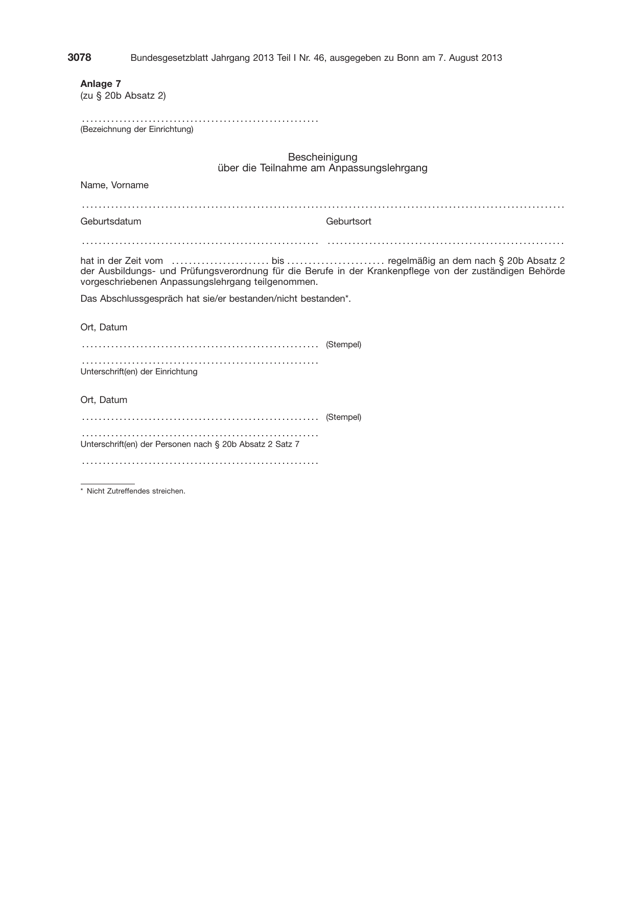 BGBl. 2013, Seite 3078 — Originalseite als Abbildung