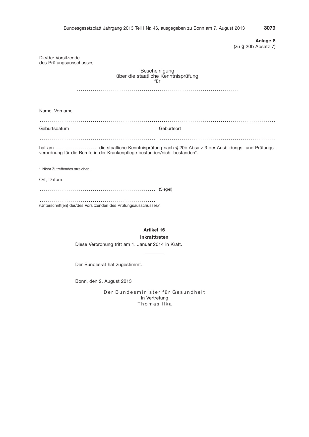 BGBl. 2013, Seite 3079 — Originalseite als Abbildung