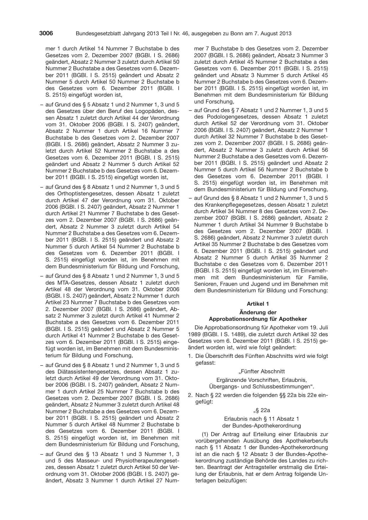 BGBl. 2013, Seite 3006 — Originalseite als Abbildung