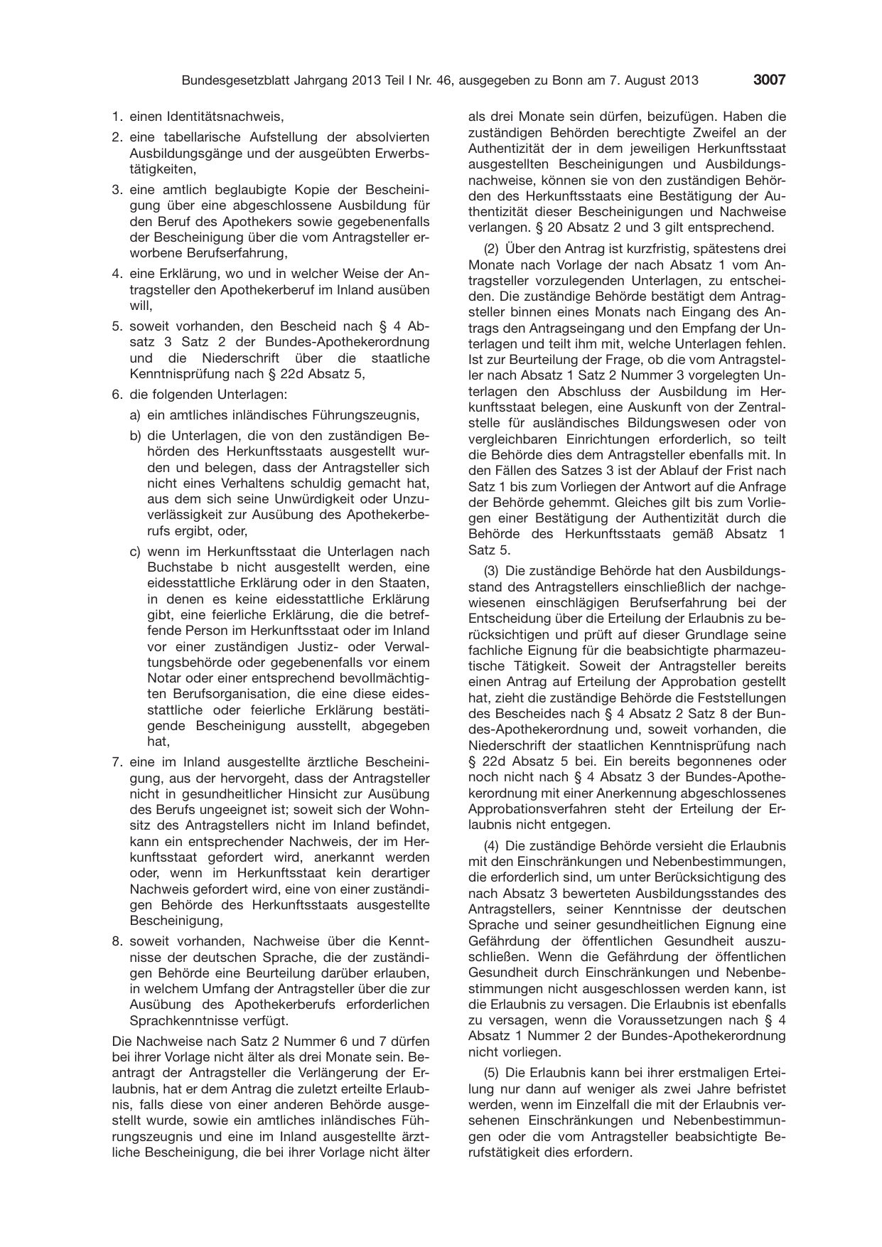 BGBl. 2013, Seite 3007 — Originalseite als Abbildung