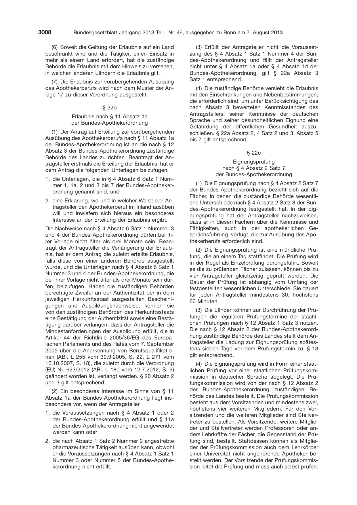 BGBl. 2013, Seite 3008 — Originalseite als Abbildung