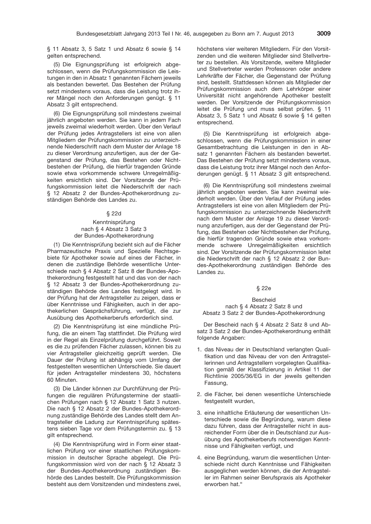 BGBl. 2013, Seite 3009 — Originalseite als Abbildung