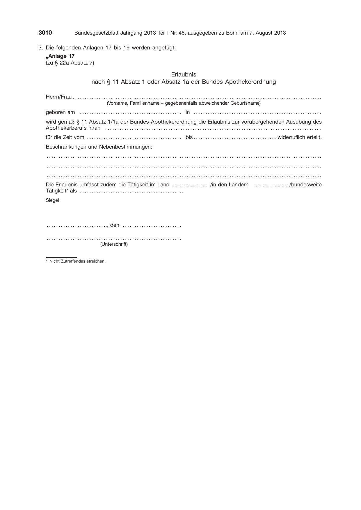 BGBl. 2013, Seite 3010 — Originalseite als Abbildung