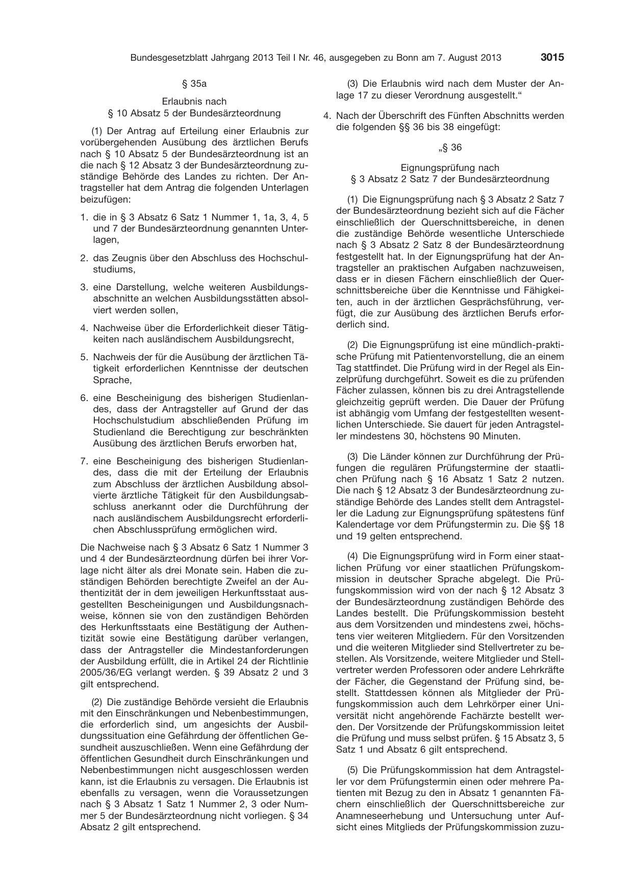 BGBl. 2013, Seite 3015 — Originalseite als Abbildung